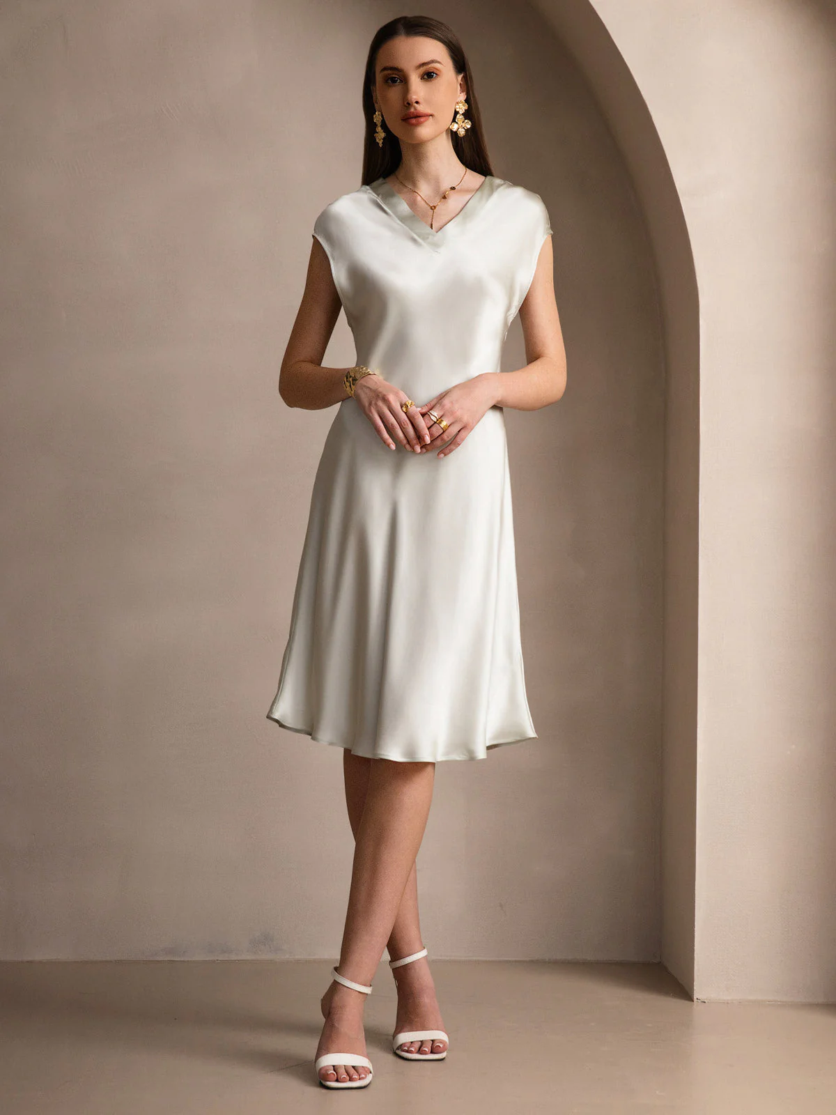 Ren Silke Elegant Cap Sleeve Natkjole - Image 47