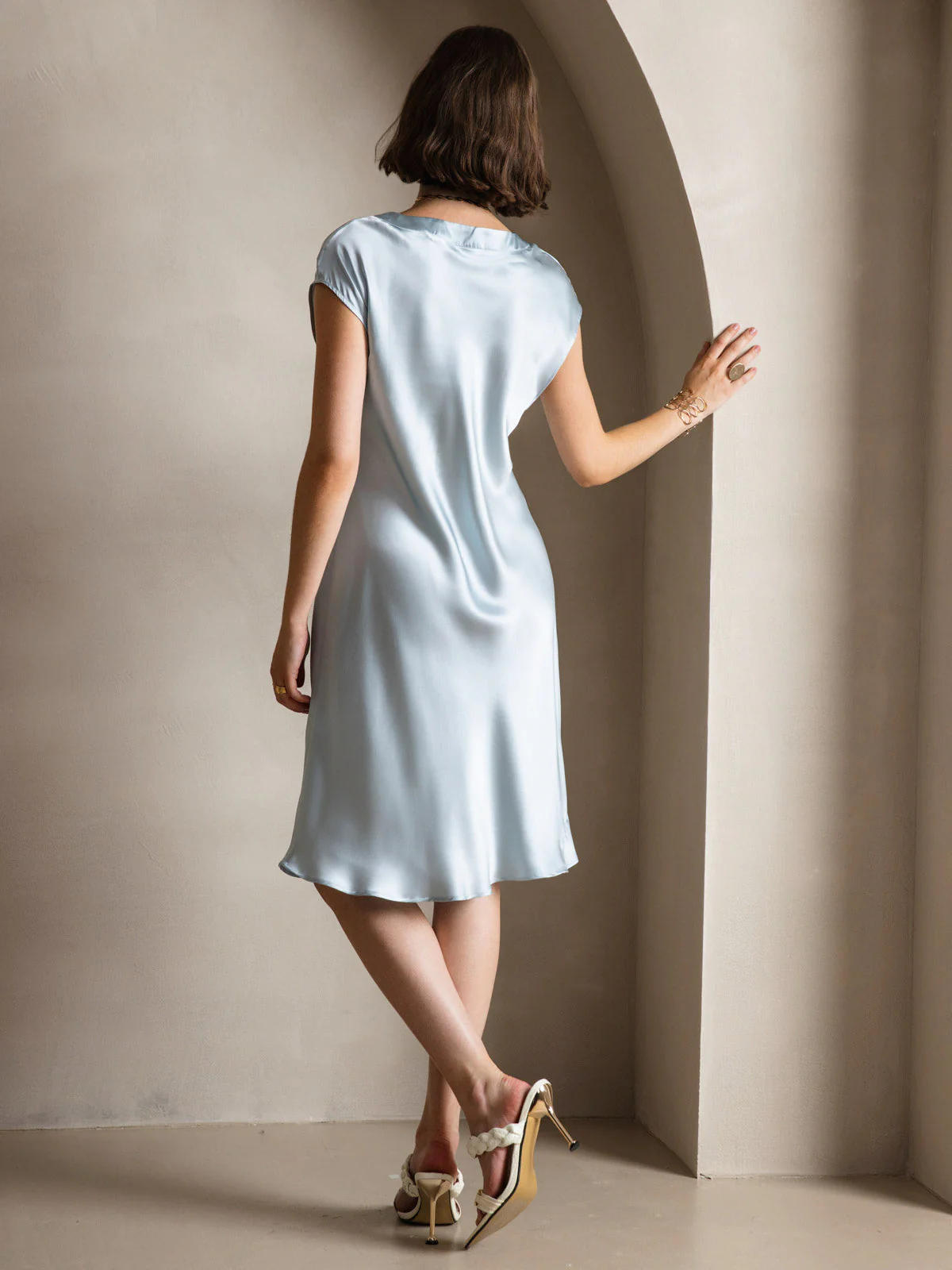 Ren Silke Elegant Cap Sleeve Korte - Image 20