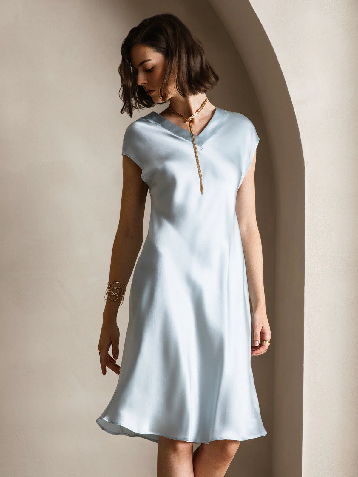 Ren Silke Elegant Cap Sleeve Korte - Image 22