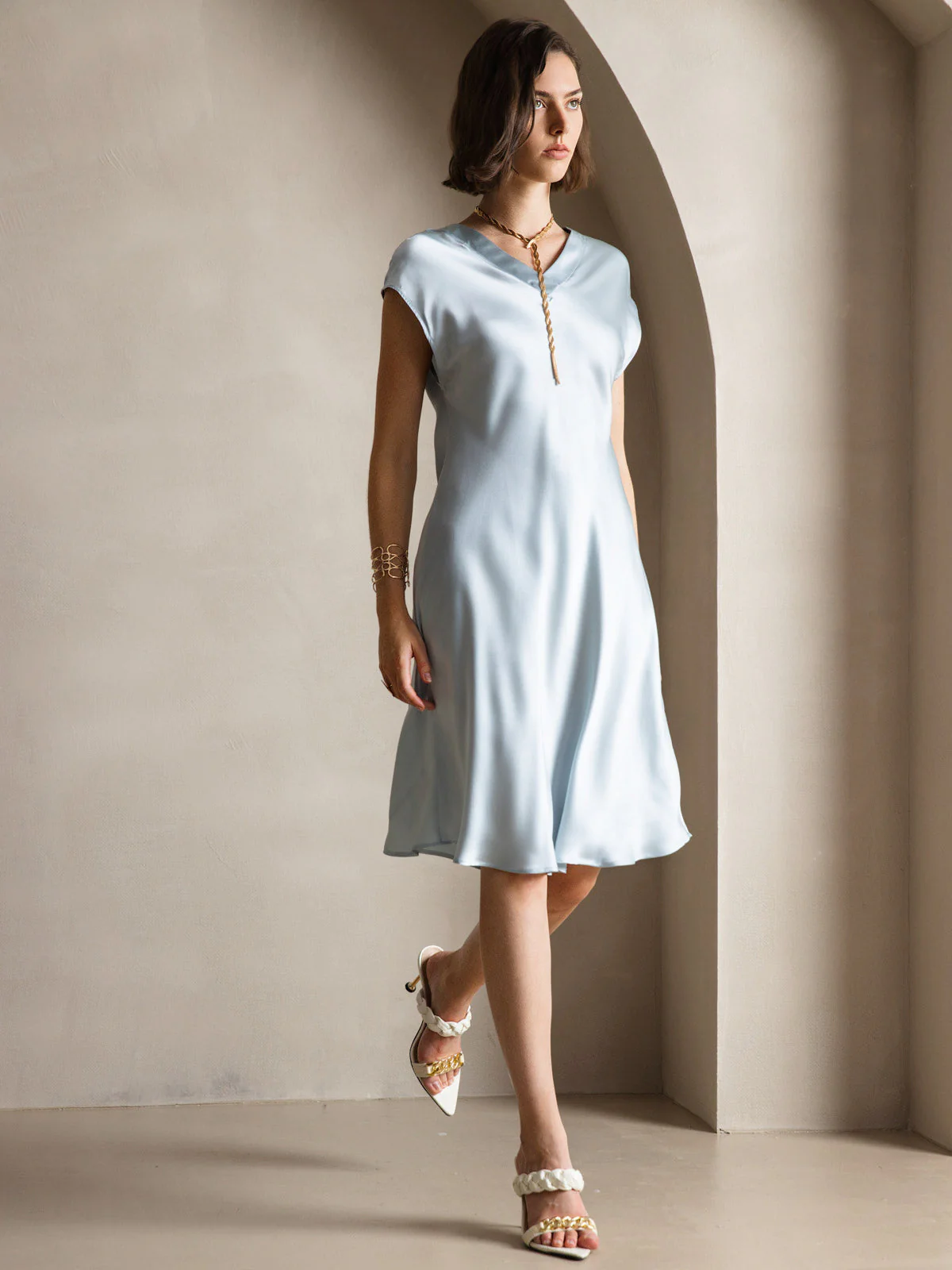 Ren Silke Elegant Cap Sleeve Korte - Image 24