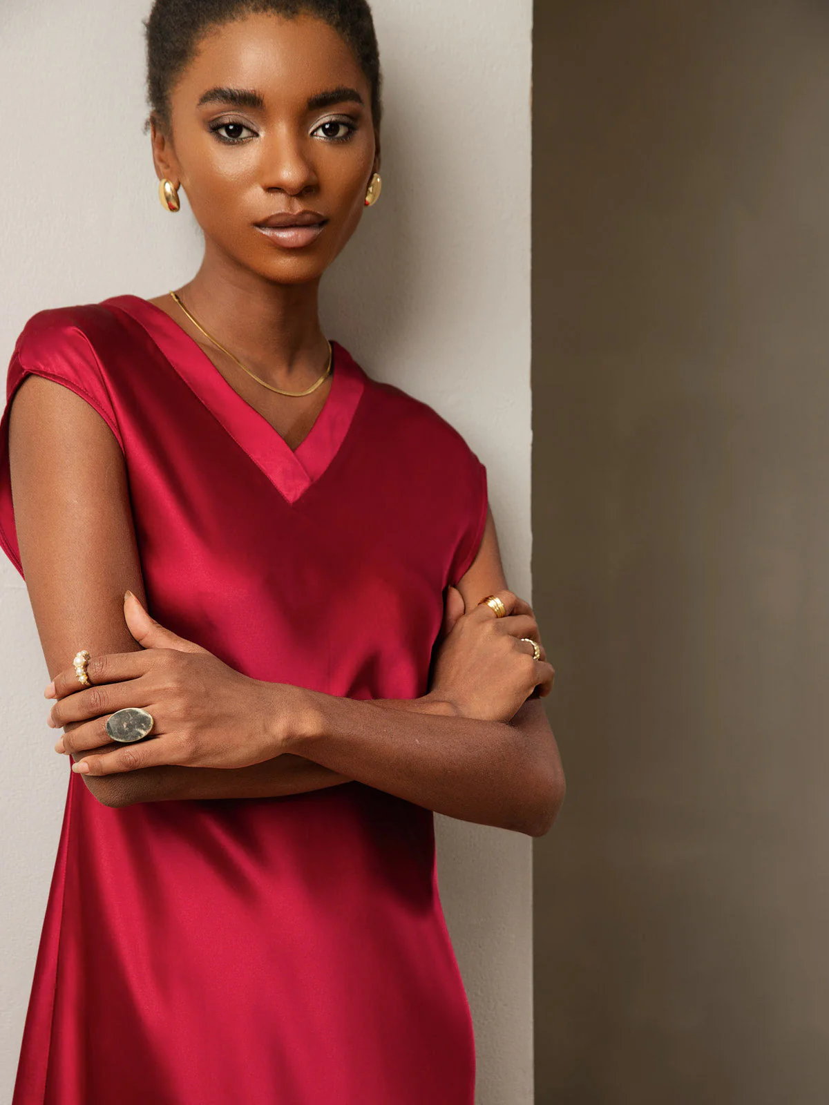 Ren Silke Elegant Cap Sleeve Korte - Image 33