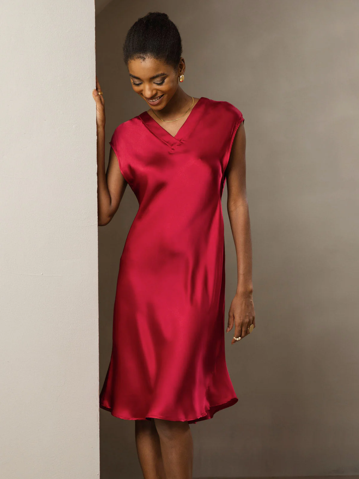 Ren Silke Elegant Cap Sleeve Korte - Image 37
