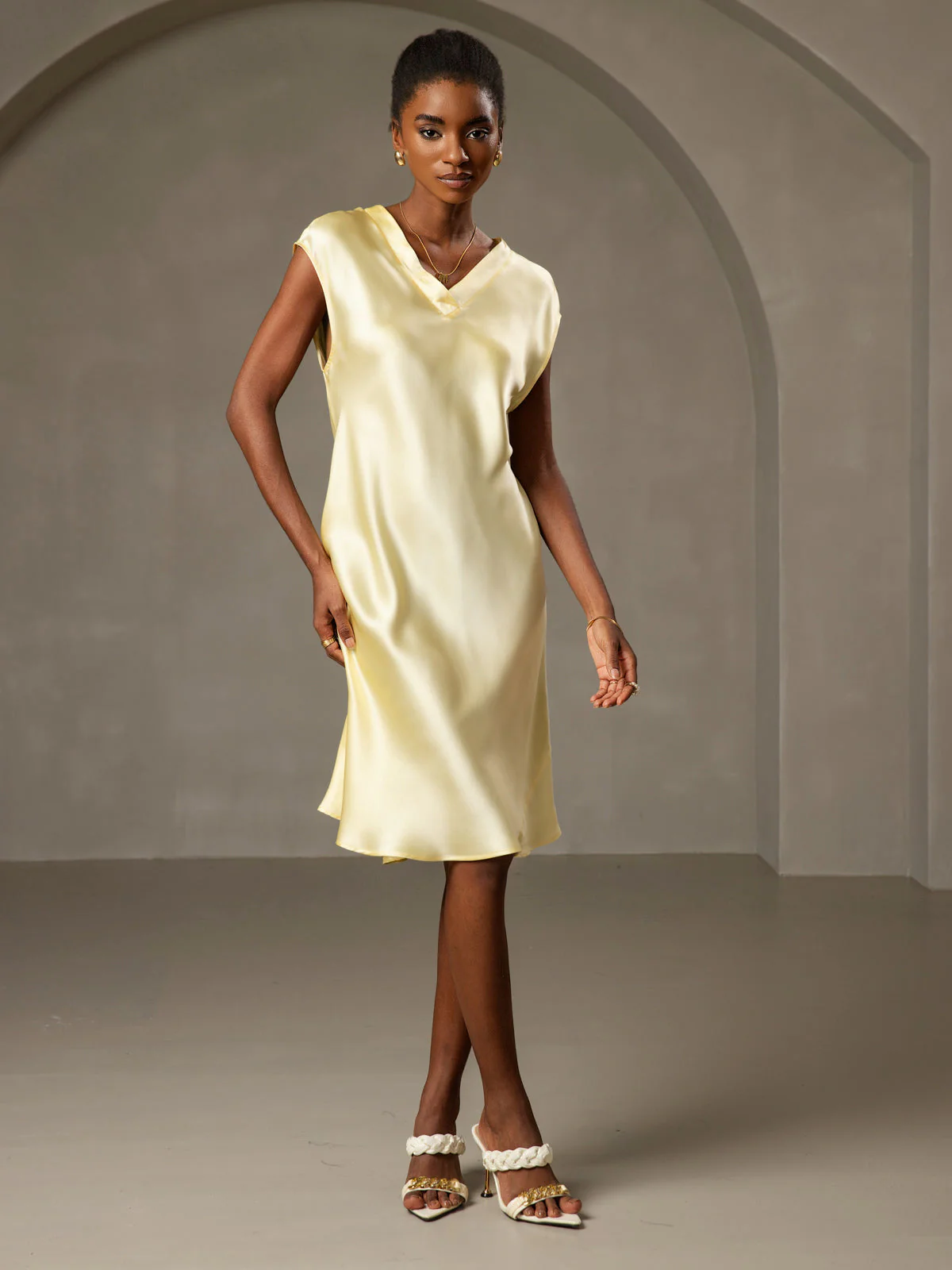 Ren Silke Elegant Cap Sleeve Korte - Image 42