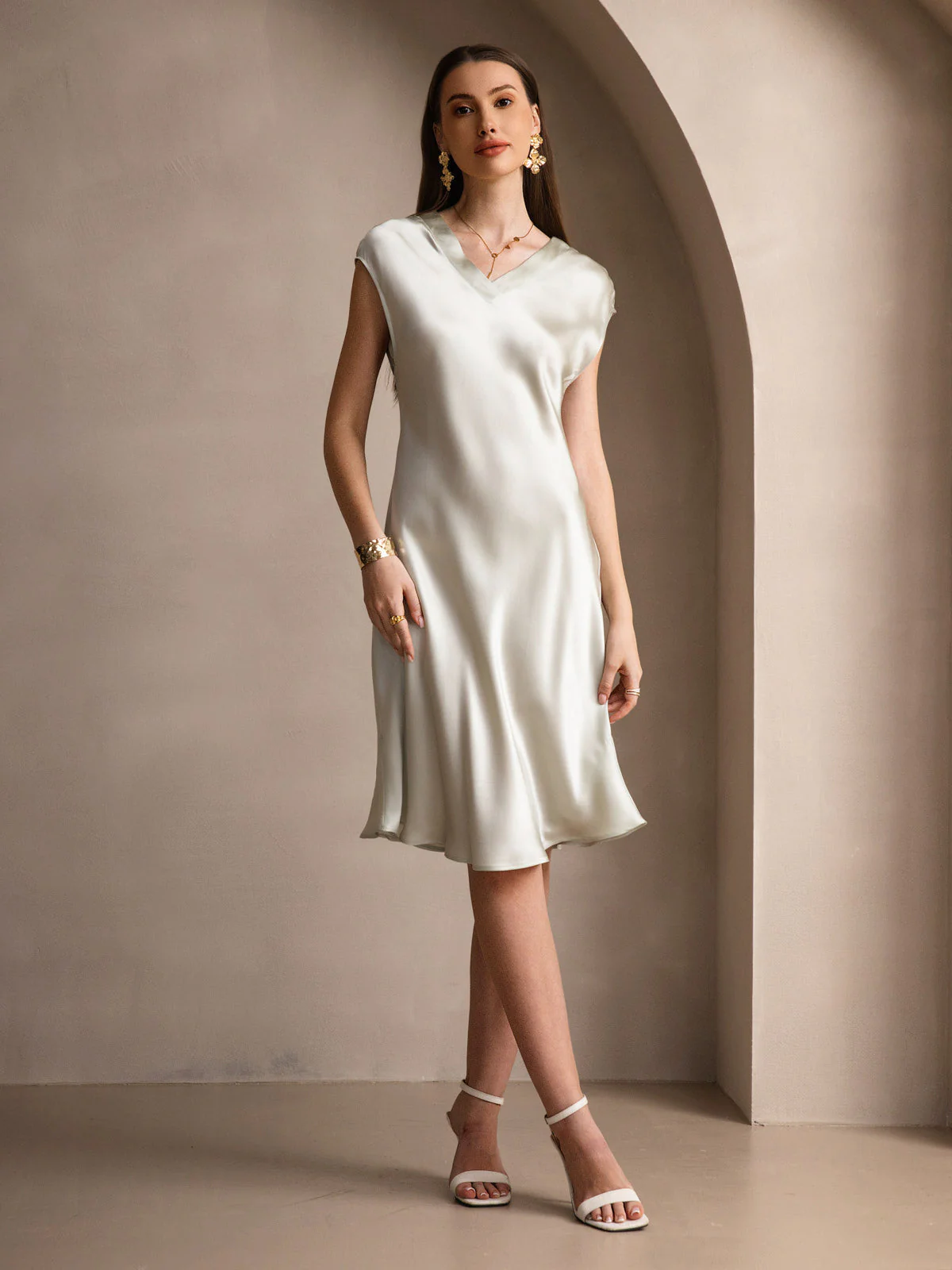Ren Silke Elegant Cap Sleeve Korte - Image 49