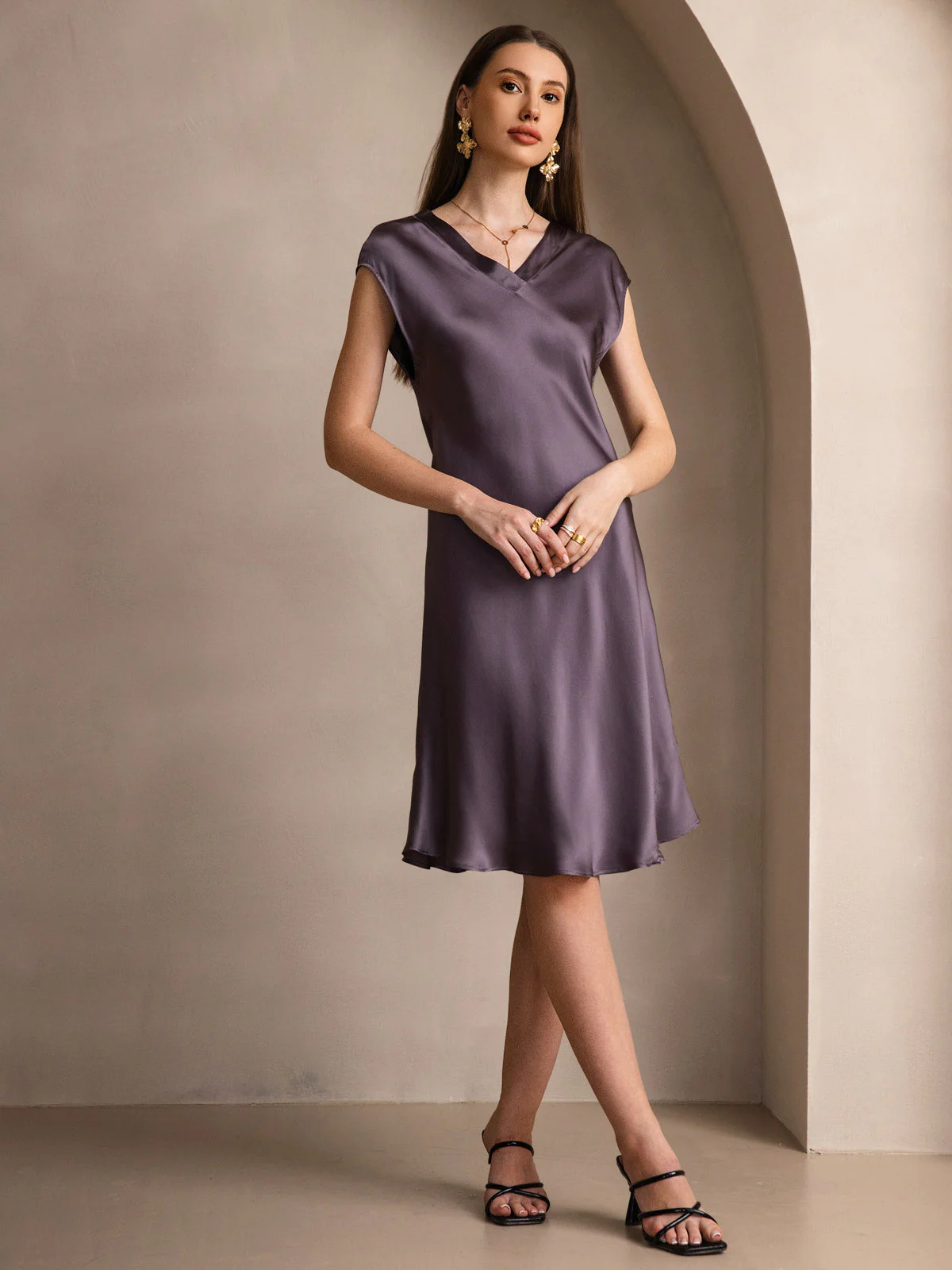 Ren Silke Elegant Cap Sleeve Korte - Image 7