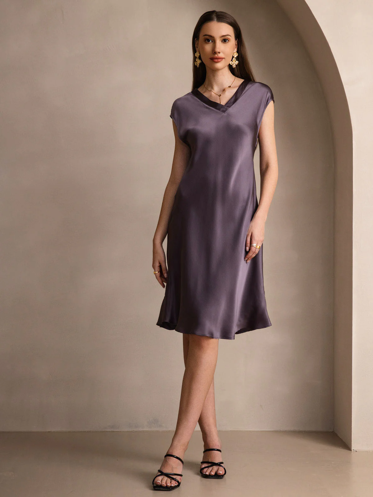 Ren Silke Elegant Cap Sleeve Korte - Image 9