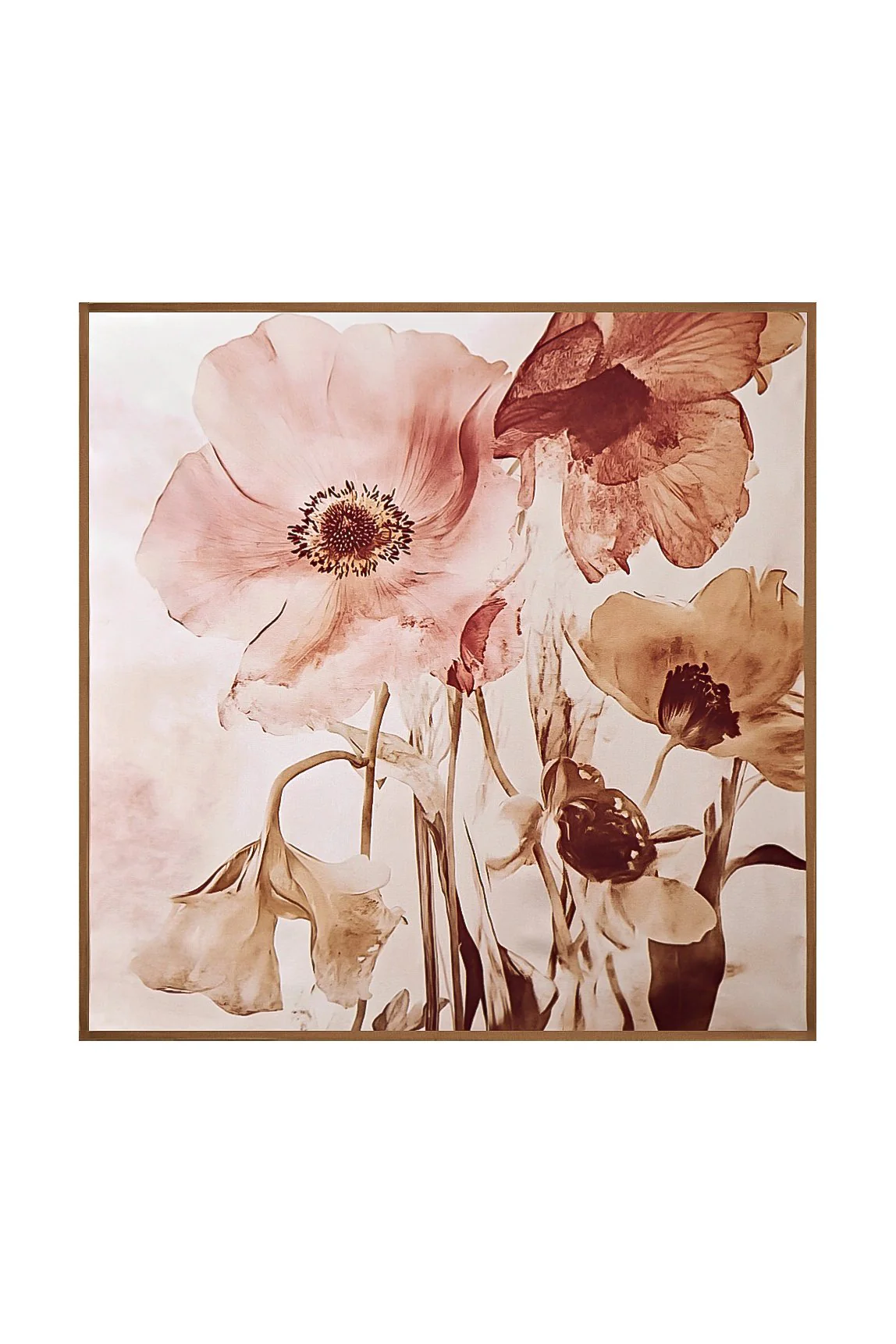 Pure Silk Floral Firkantet Tørklæde med Guldkant 53*53 cm