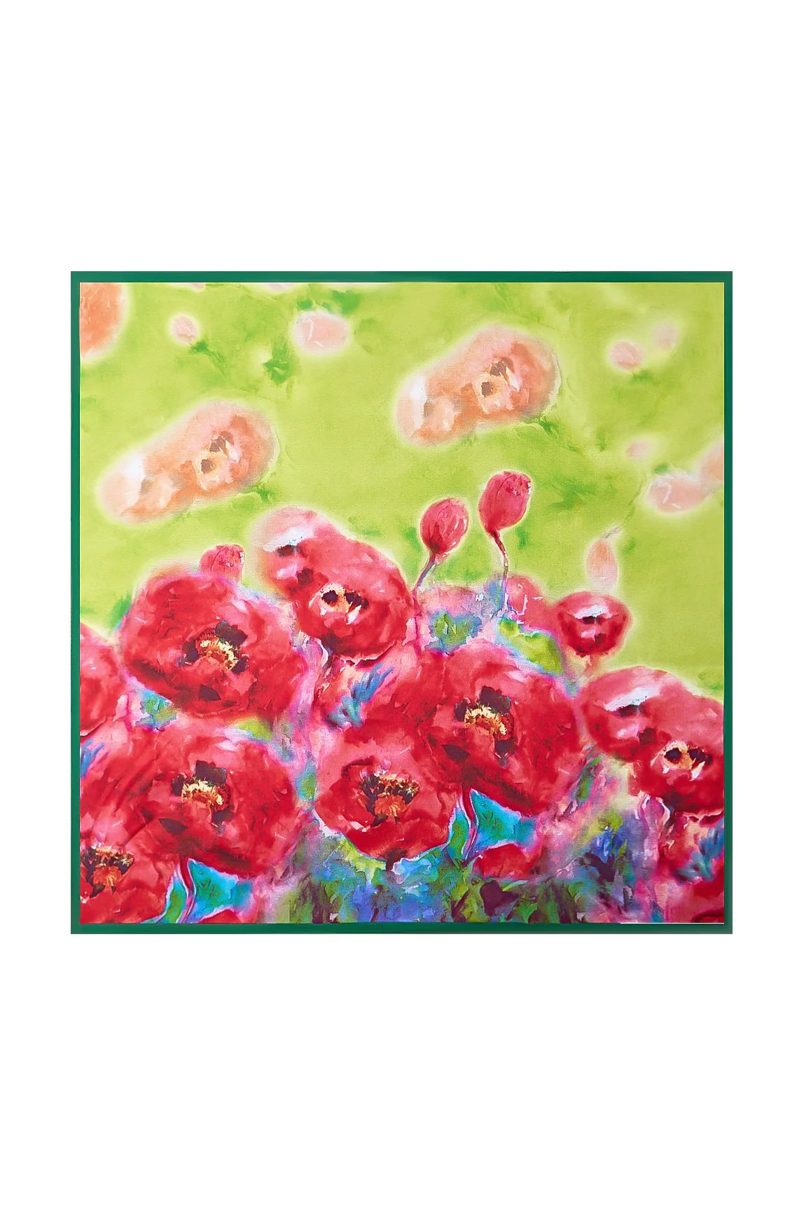 Pure Silk Flower Impression Square Scarf - Størrelse 53x53cm