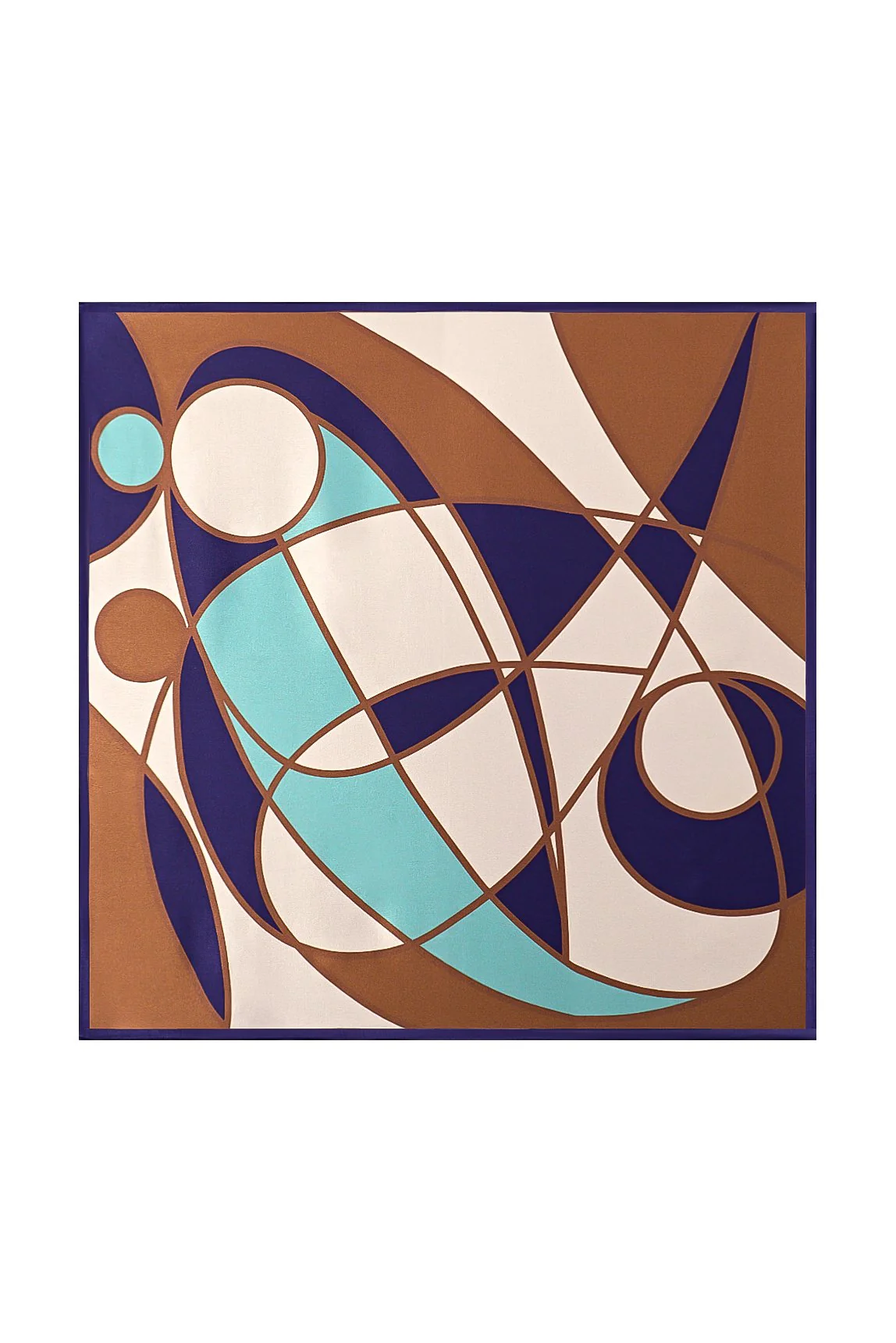Pure Silke Geometrisk Mønster Firkanteret Tørklæde - Størrelse 53x53cm