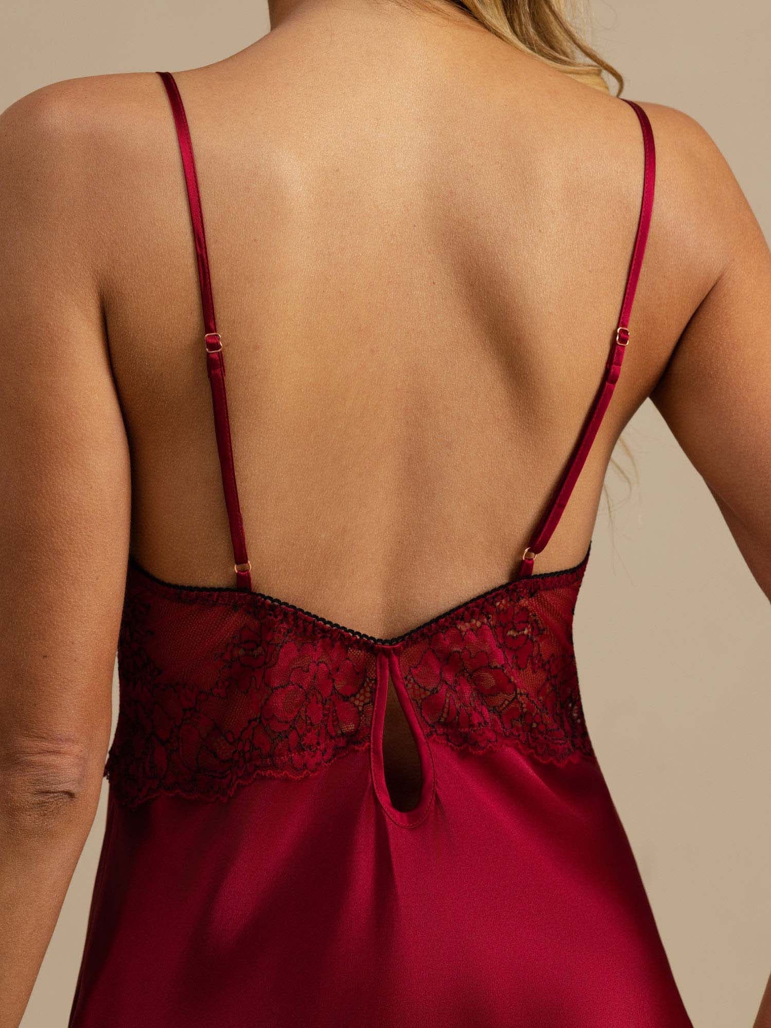100% Mulberrysilke Nattkjole Med Blonde V-hals Sexy Chemise - Image 29