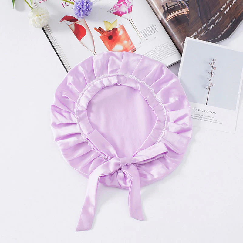100% Silke Lace Sovehætte Med Bånd - Image 19
