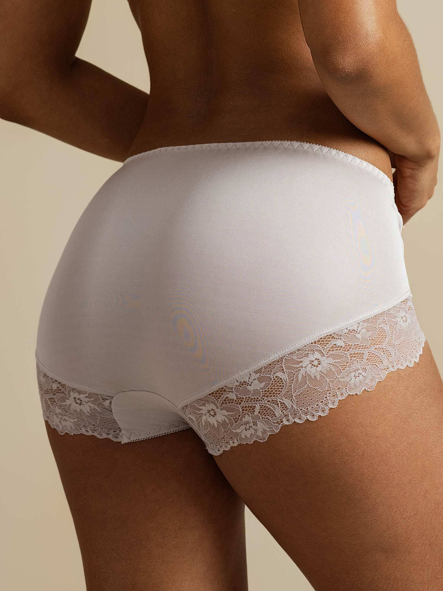 100% Mulberrysilke Højtaljet Trusse Med Blondekant - Image 7