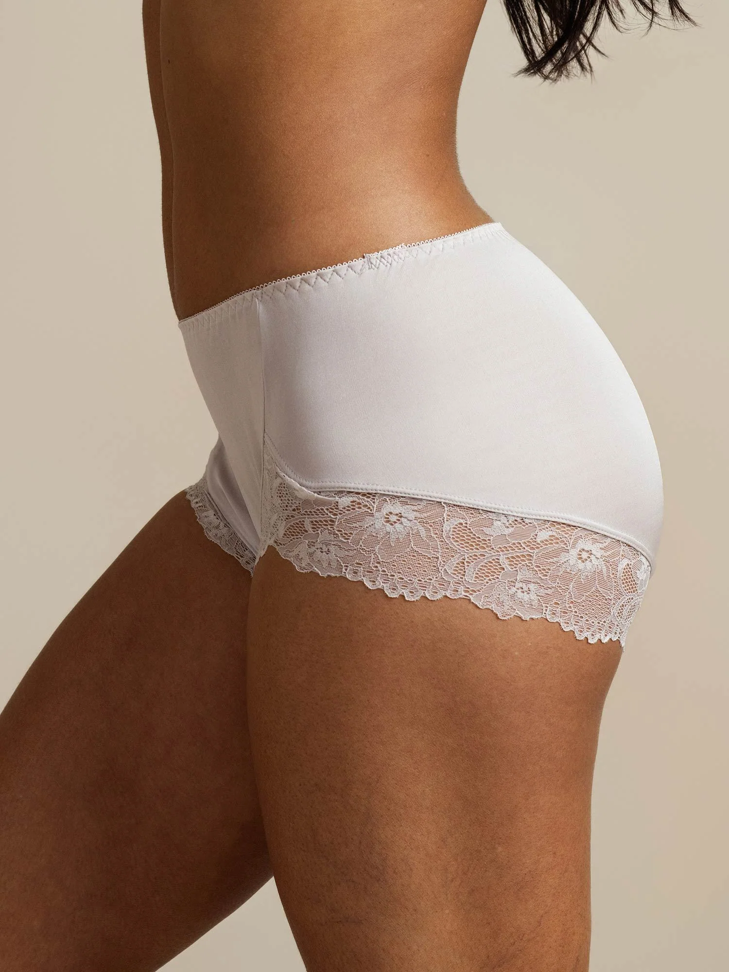 100% Mulberrysilke Højtaljet Trusse Med Blondekant - Image 8