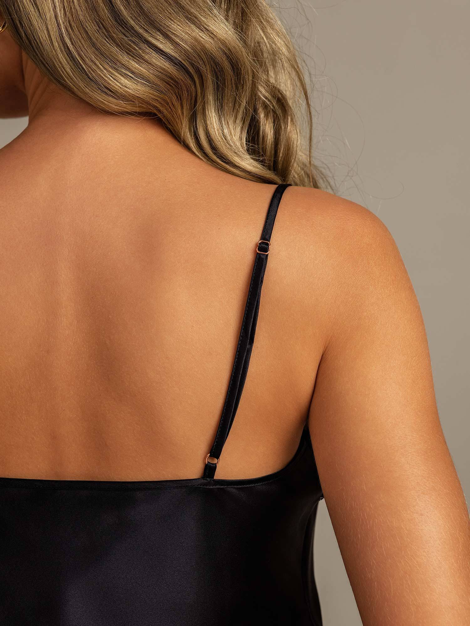 Ren Silke Blondekant Spaghettistrop V Hals Sexet Camisole Sæt - Image 14
