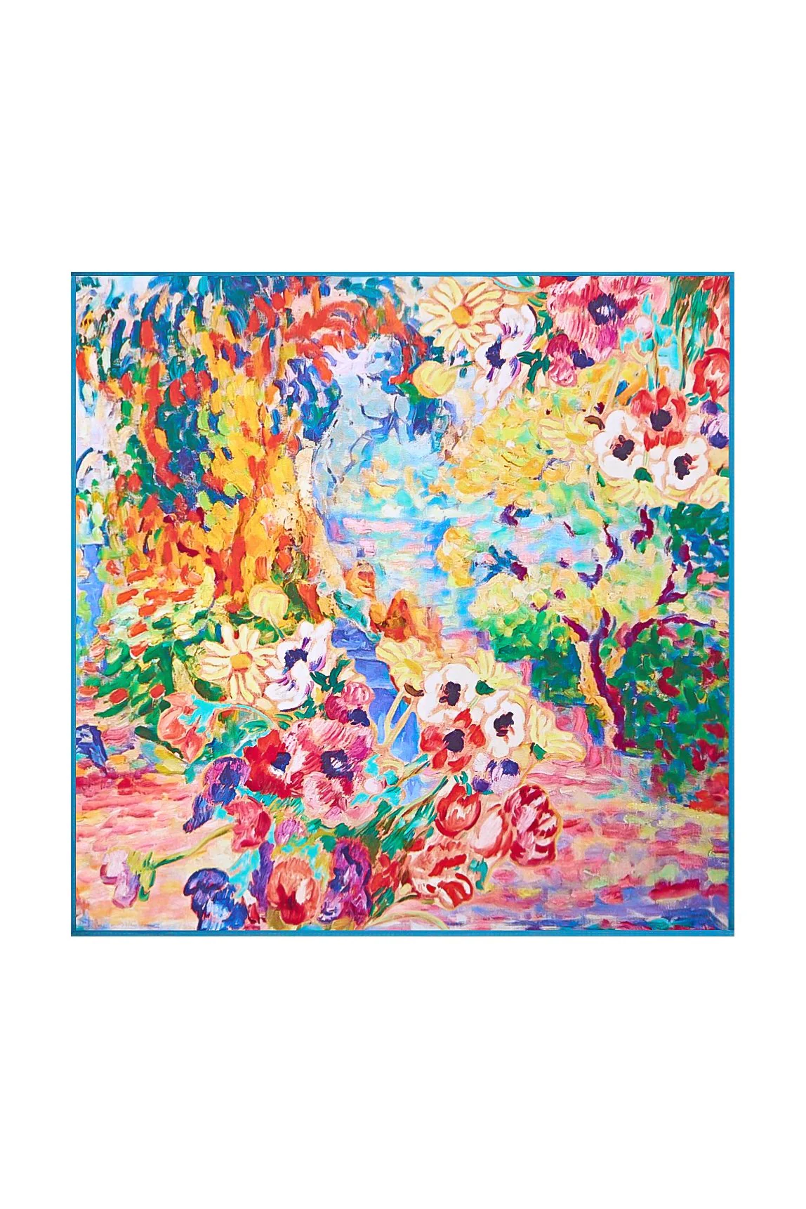 Pure Silk Olie Maleri Firkantet Tørklæde - Størrelse 53x53cm