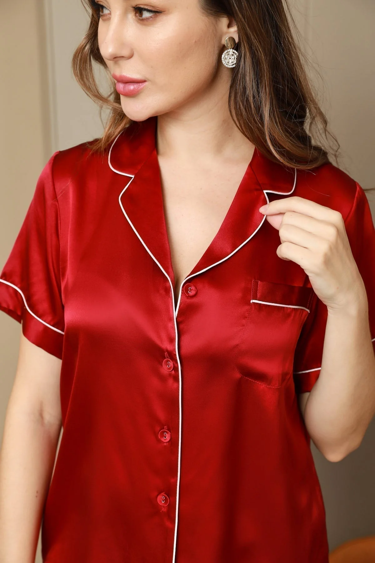 100% Silke Pyjamas Kort Pyjamas Sæt 2 Stk - Image 69