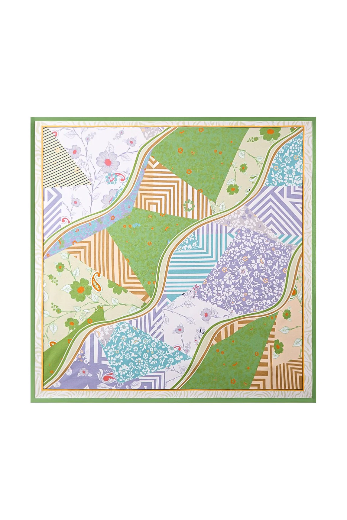 Pure Silk Pattern Stitching Square Scarf - Størrelse 53x53cm