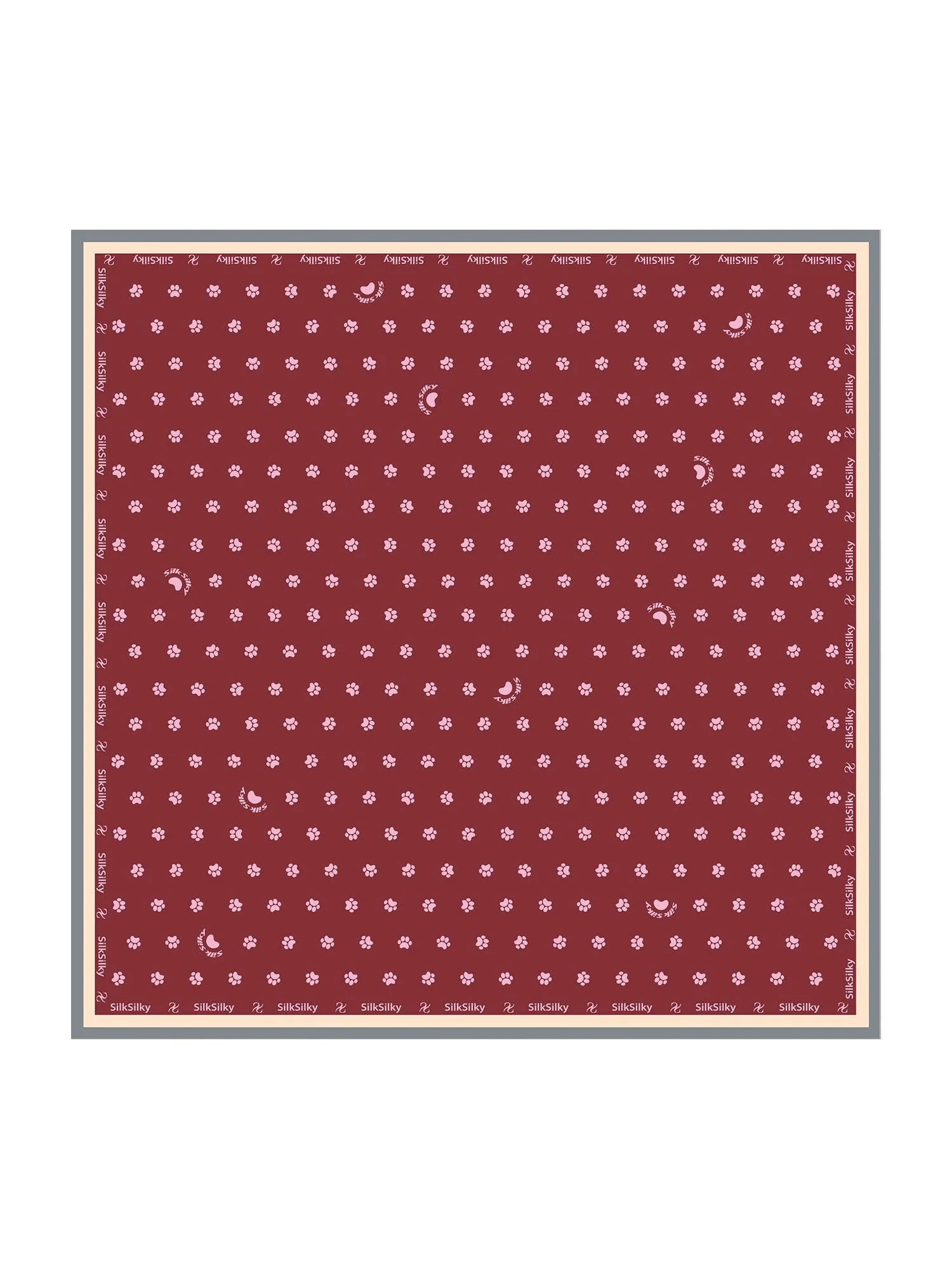 Ren Silke Poteaftryk Firkantet Tørklæde - Størrelse 90x90cm