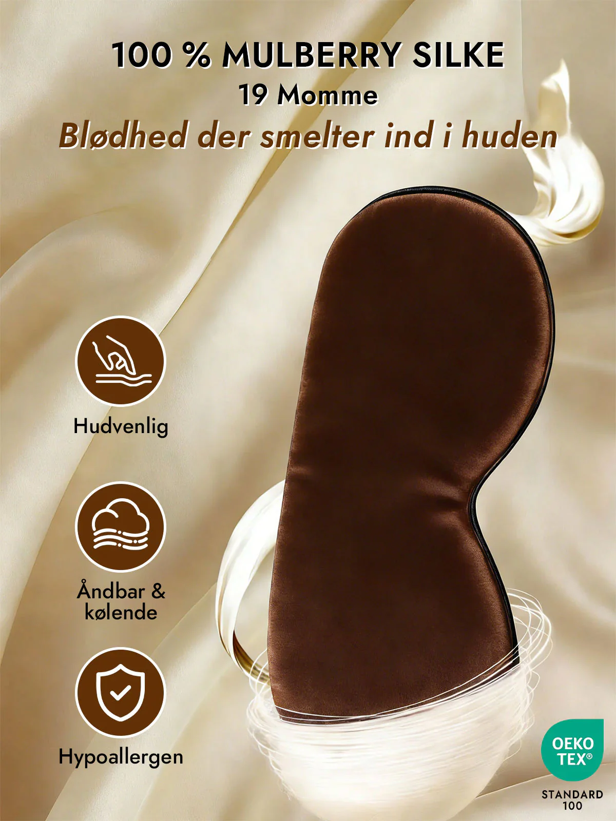 100% Silke Elastisk Bånd Søvn Øjenmaske - Image 21