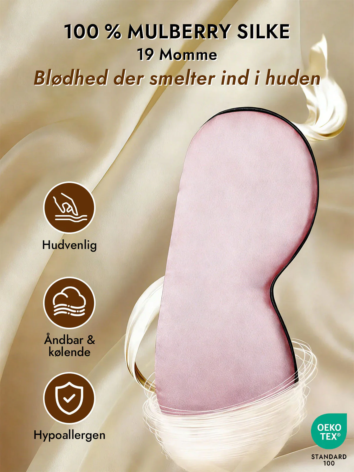 100% Silke Elastisk Bånd Søvn Øjenmaske - Image 33