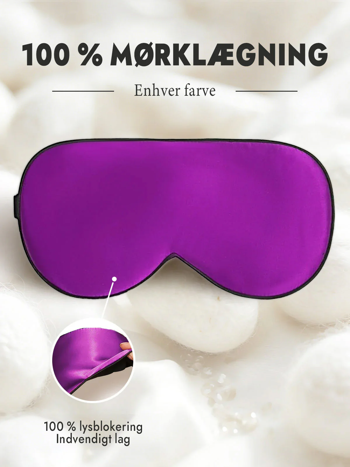 100% Silke Elastisk Bånd Søvn Øjenmaske - Image 37