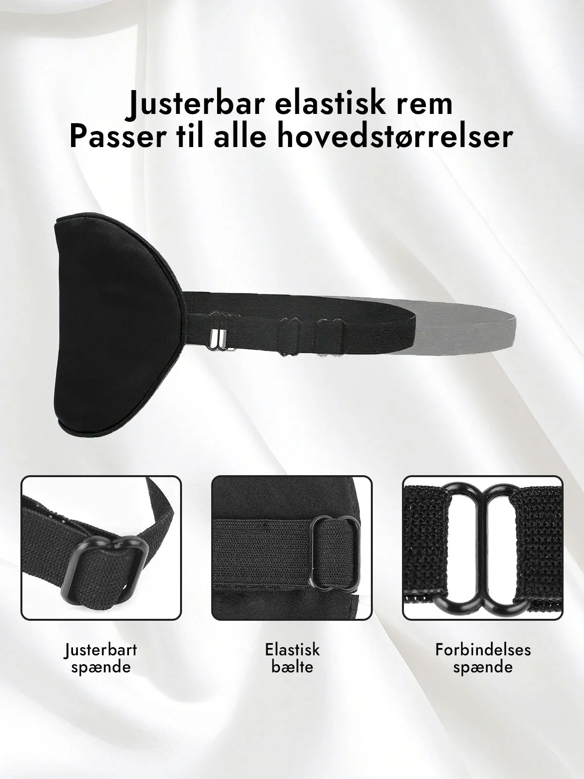 100% Silke Elastisk Bånd Søvn Øjenmaske - Image 4