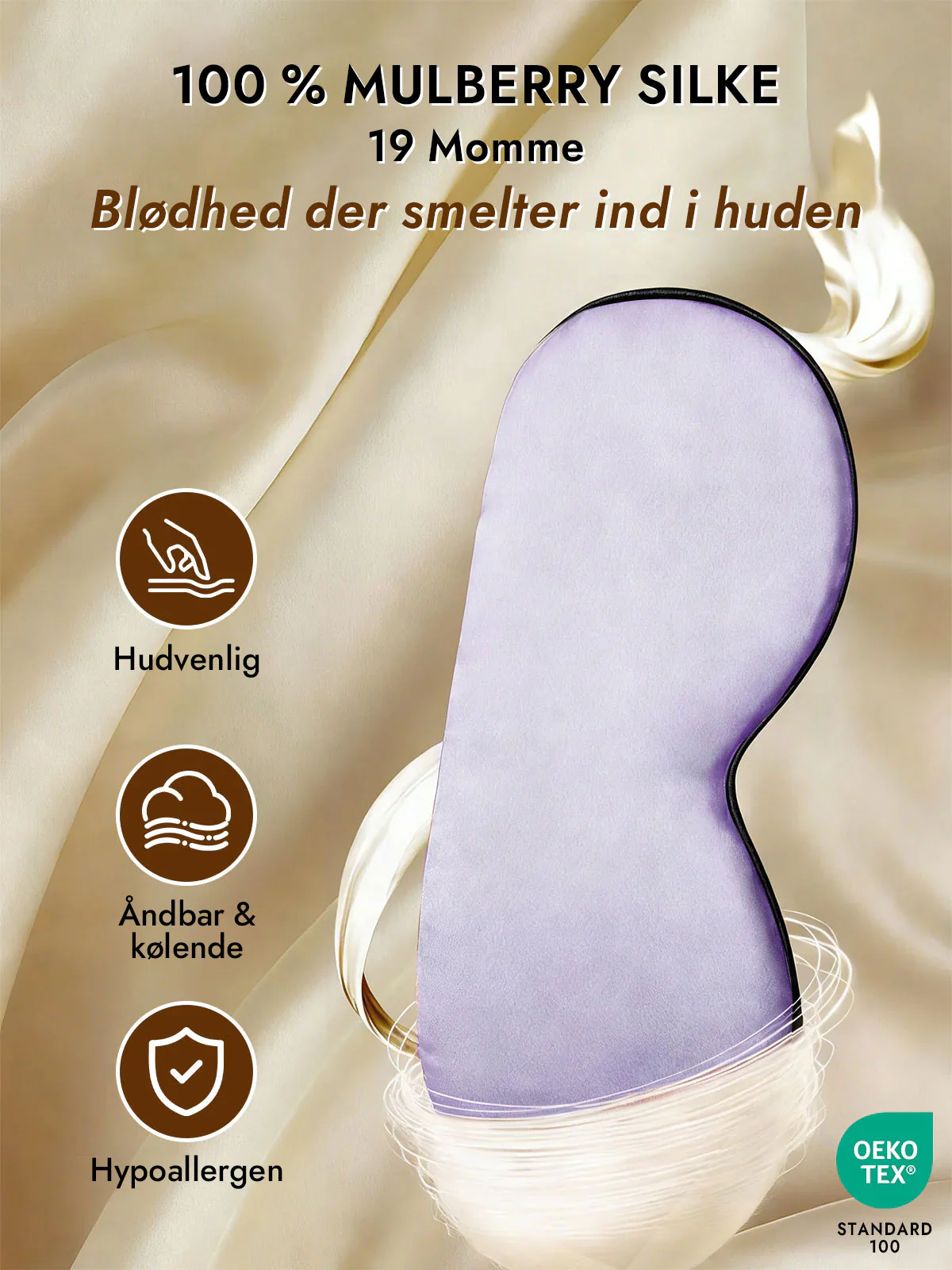 100% Silke Elastisk Bånd Søvn Øjenmaske - Image 45