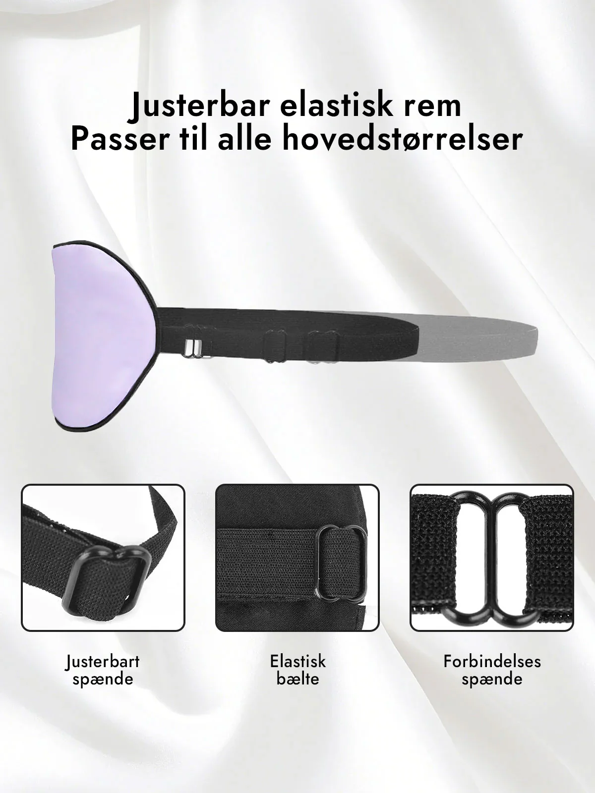 100% Silke Elastisk Bånd Søvn Øjenmaske - Image 46