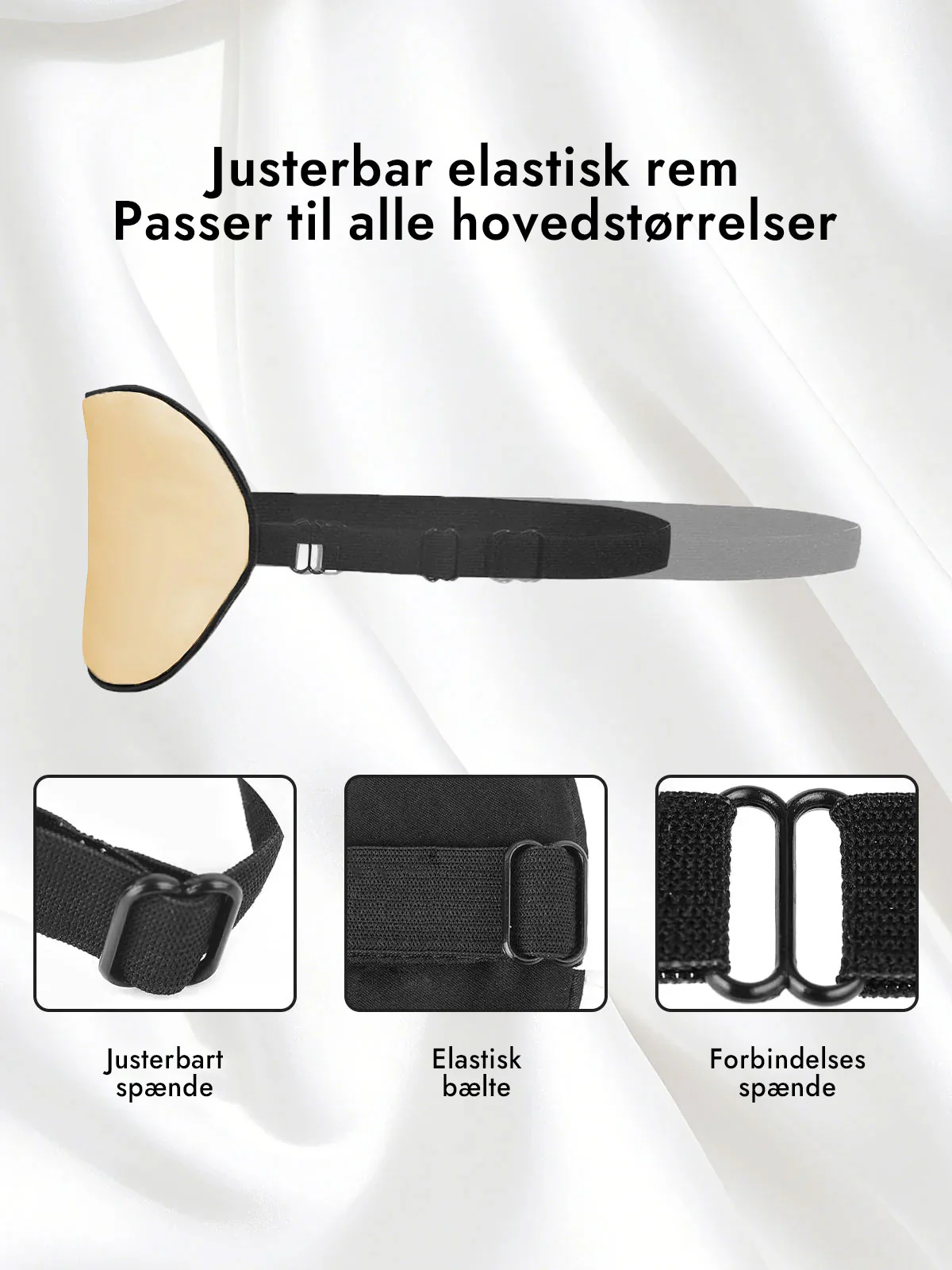 100% Silke Elastisk Bånd Søvn Øjenmaske - Image 52