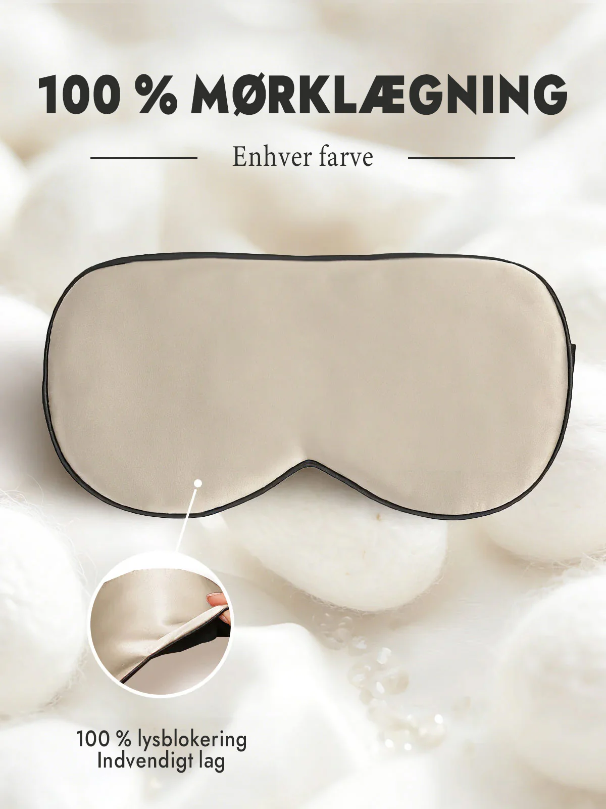 100% Silke Elastisk Bånd Søvn Øjenmaske - Image 61