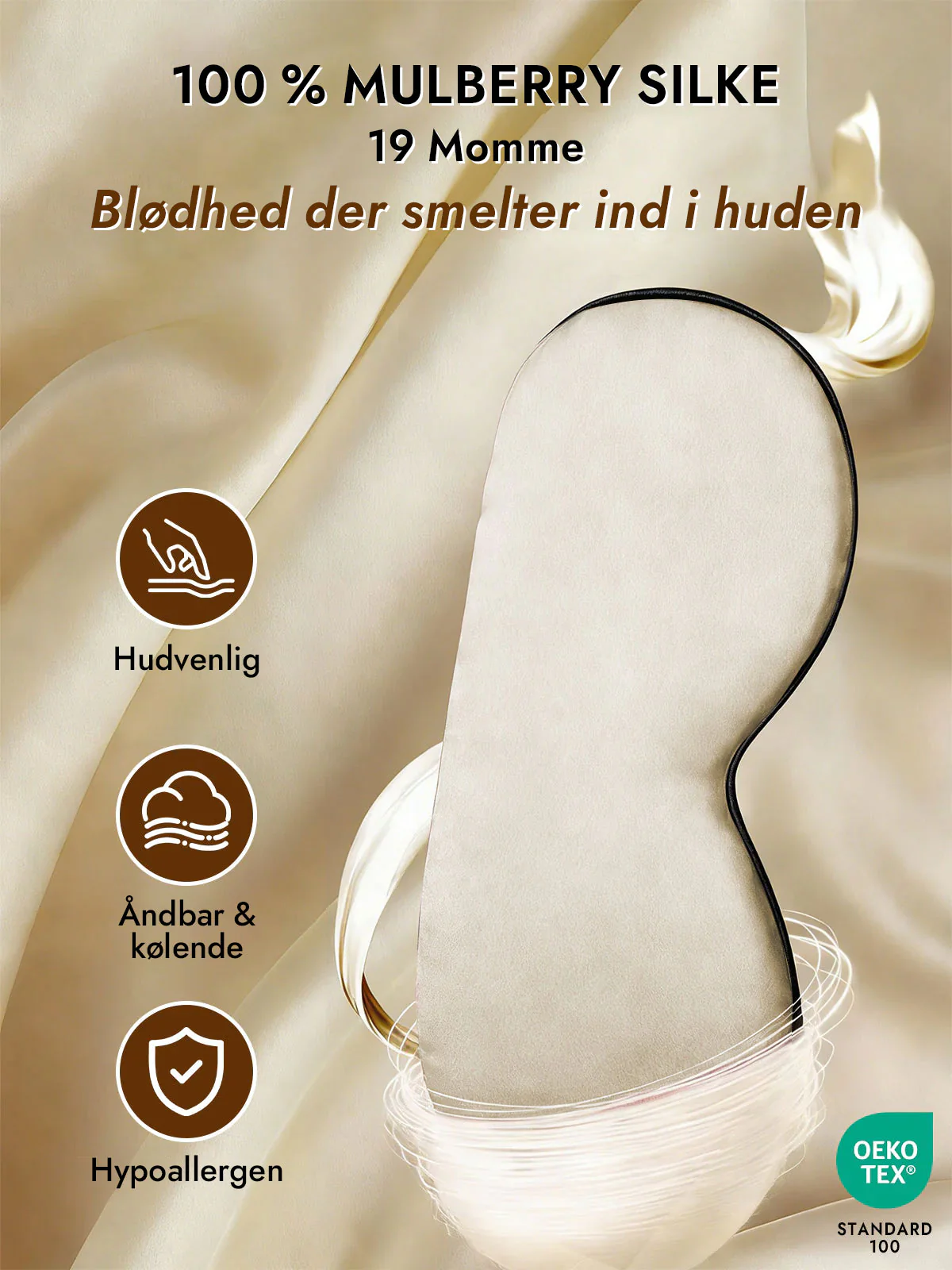100% Silke Elastisk Bånd Søvn Øjenmaske - Image 63