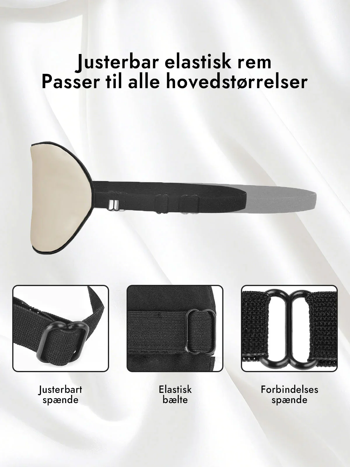 100% Silke Elastisk Bånd Søvn Øjenmaske - Image 64