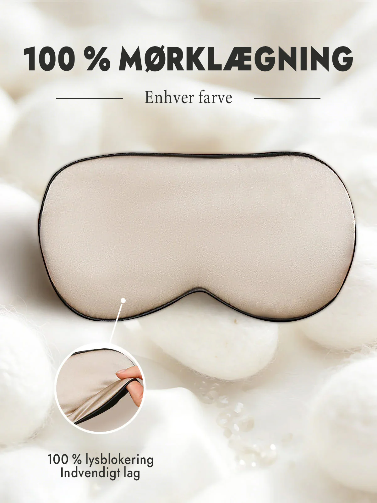 100% Silke Elastisk Bånd Søvn Øjenmaske - Image 67