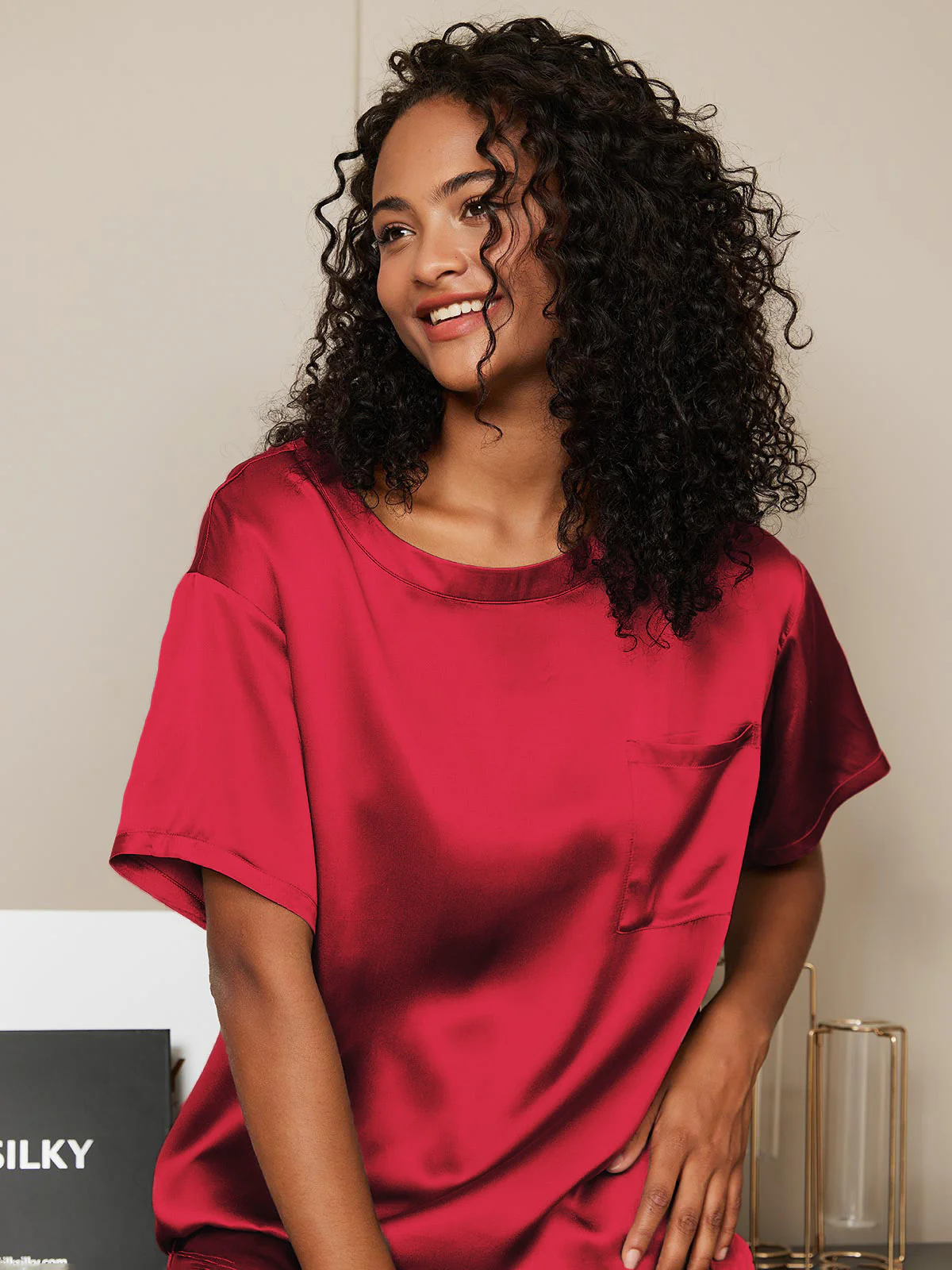 Ren Silke Kortærmet Pyjamas - Image 41