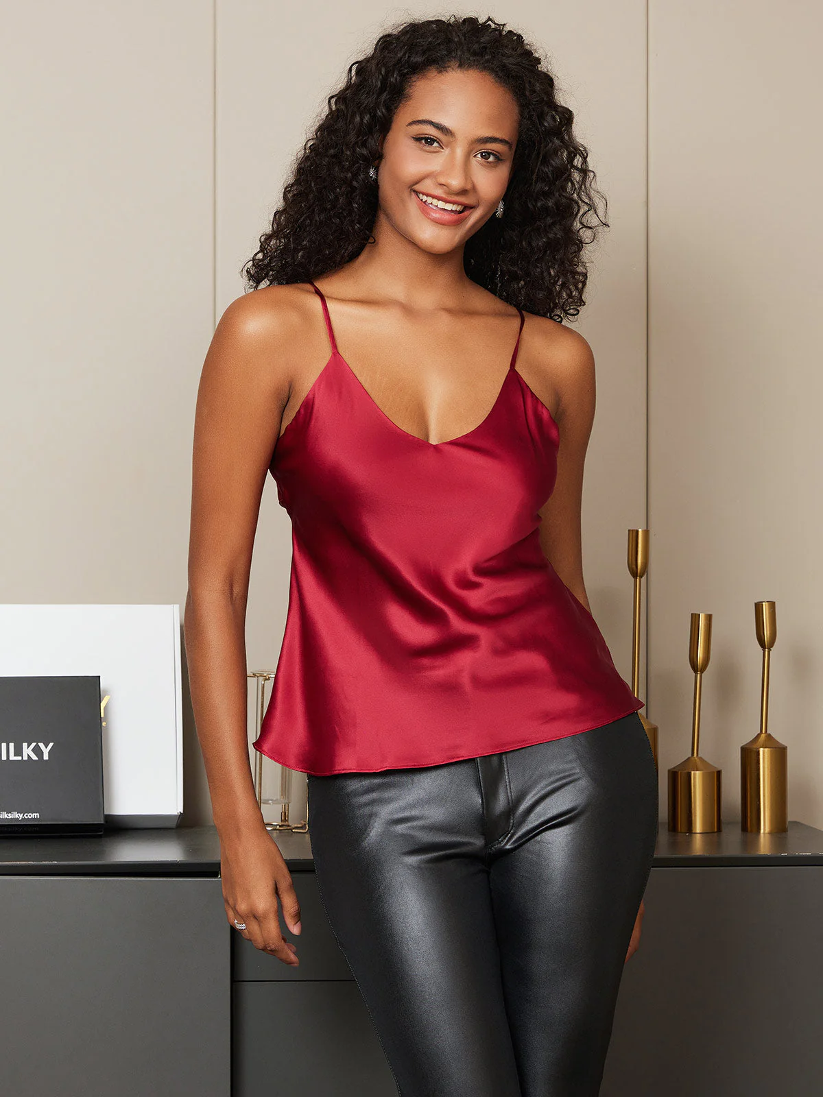 100% Silke Spaghetti Rem Camisoles - Image 72