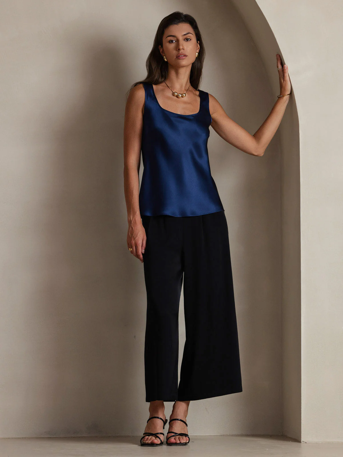Kvinders Ægte Silke Ærmeløs U-Hals Tanktop - Image 32