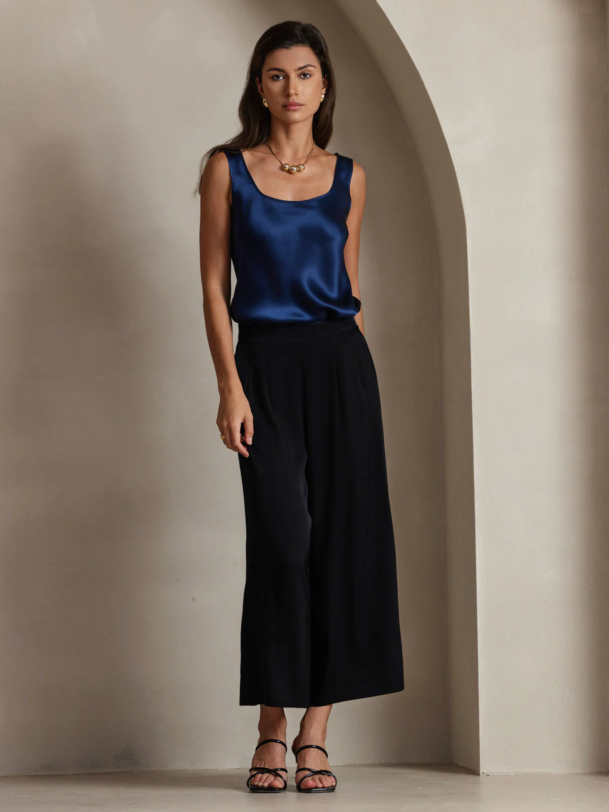 Kvinders Ægte Silke Ærmeløs U-Hals Tanktop - Image 34