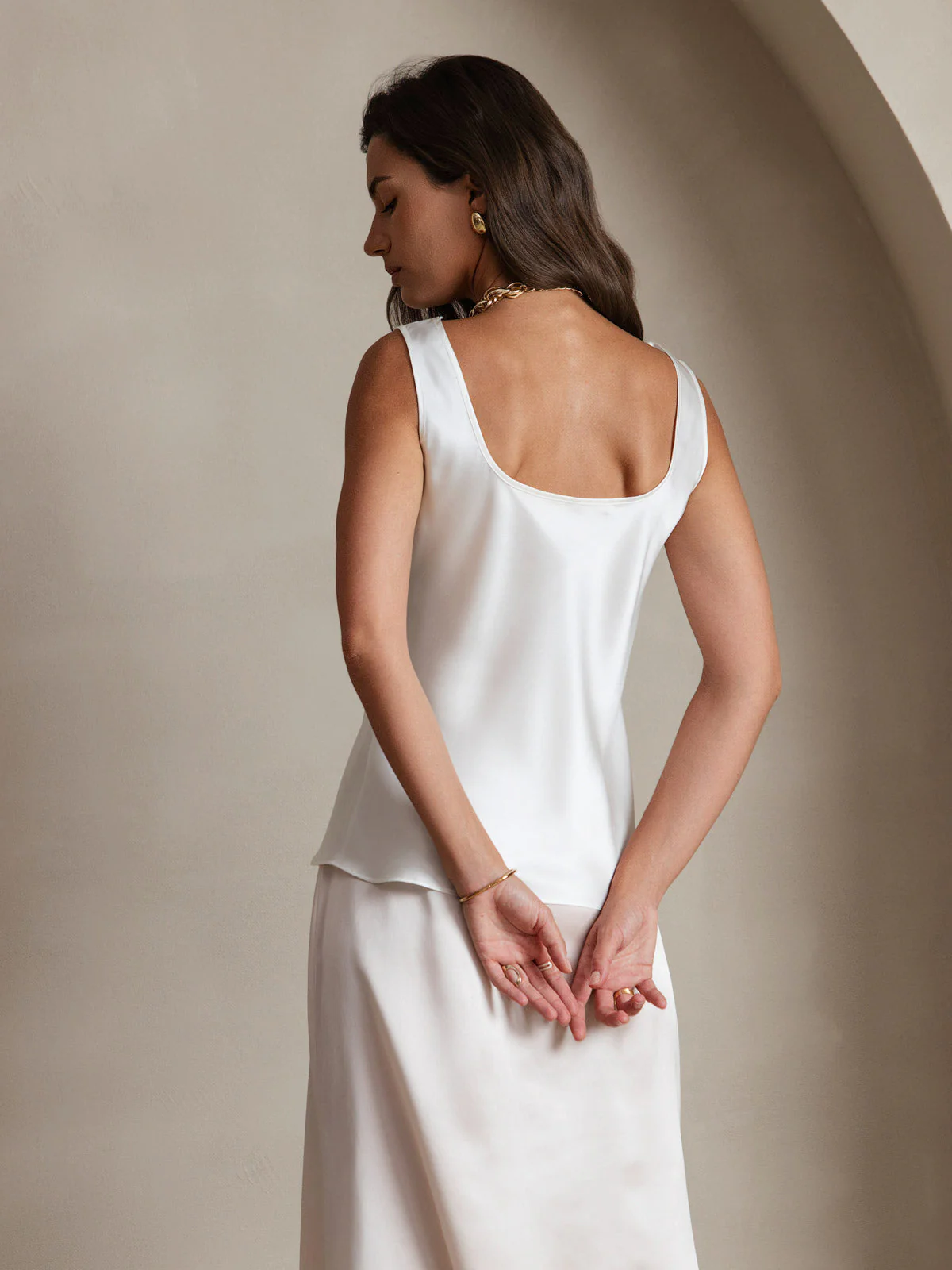 Kvinders Ægte Silke Ærmeløs U-Hals Tanktop - Image 9