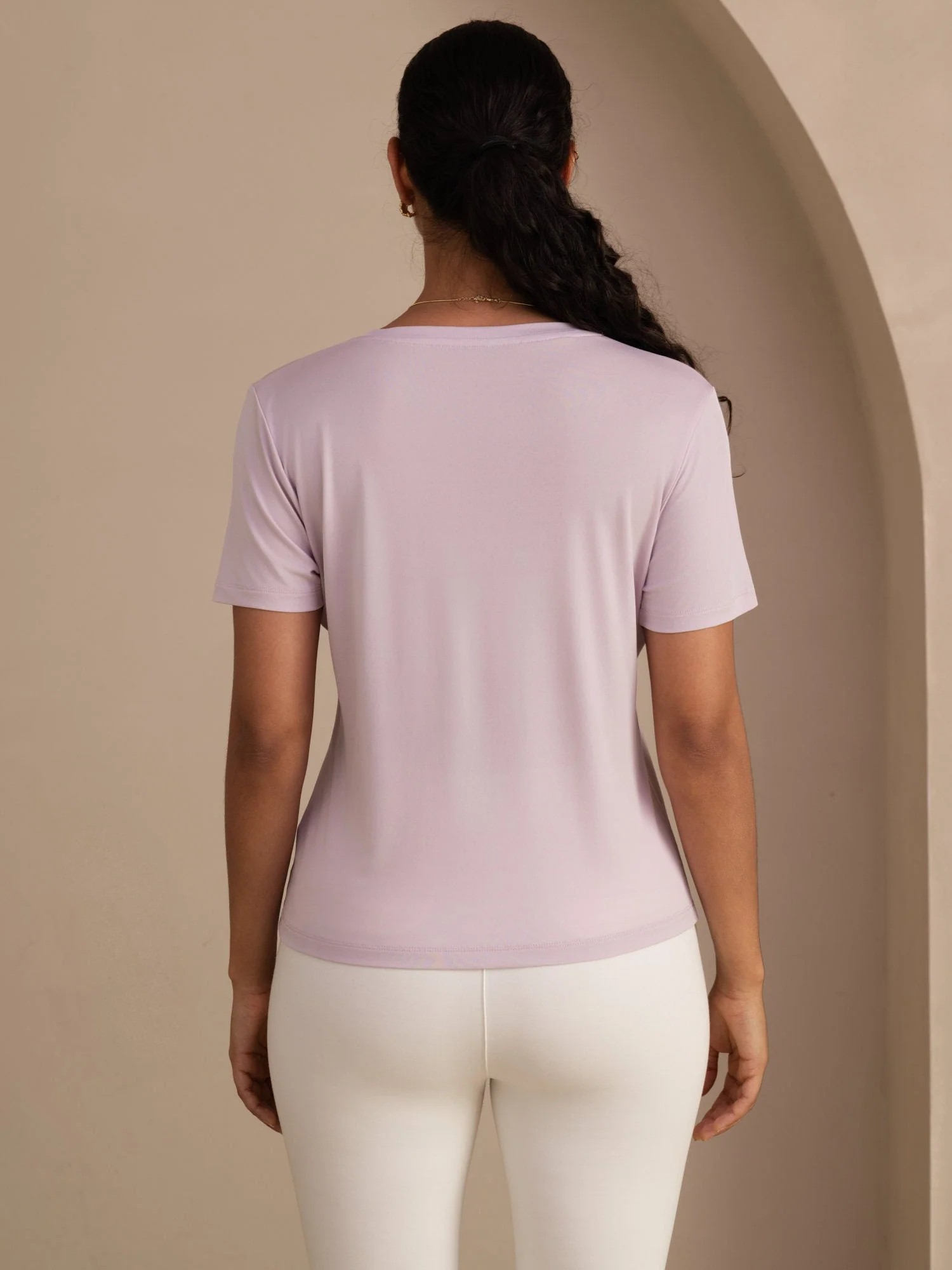 Pure Silk V-Hals Korte Ærmer Snag-Resistant Kvinders T-Shirt - Image 24