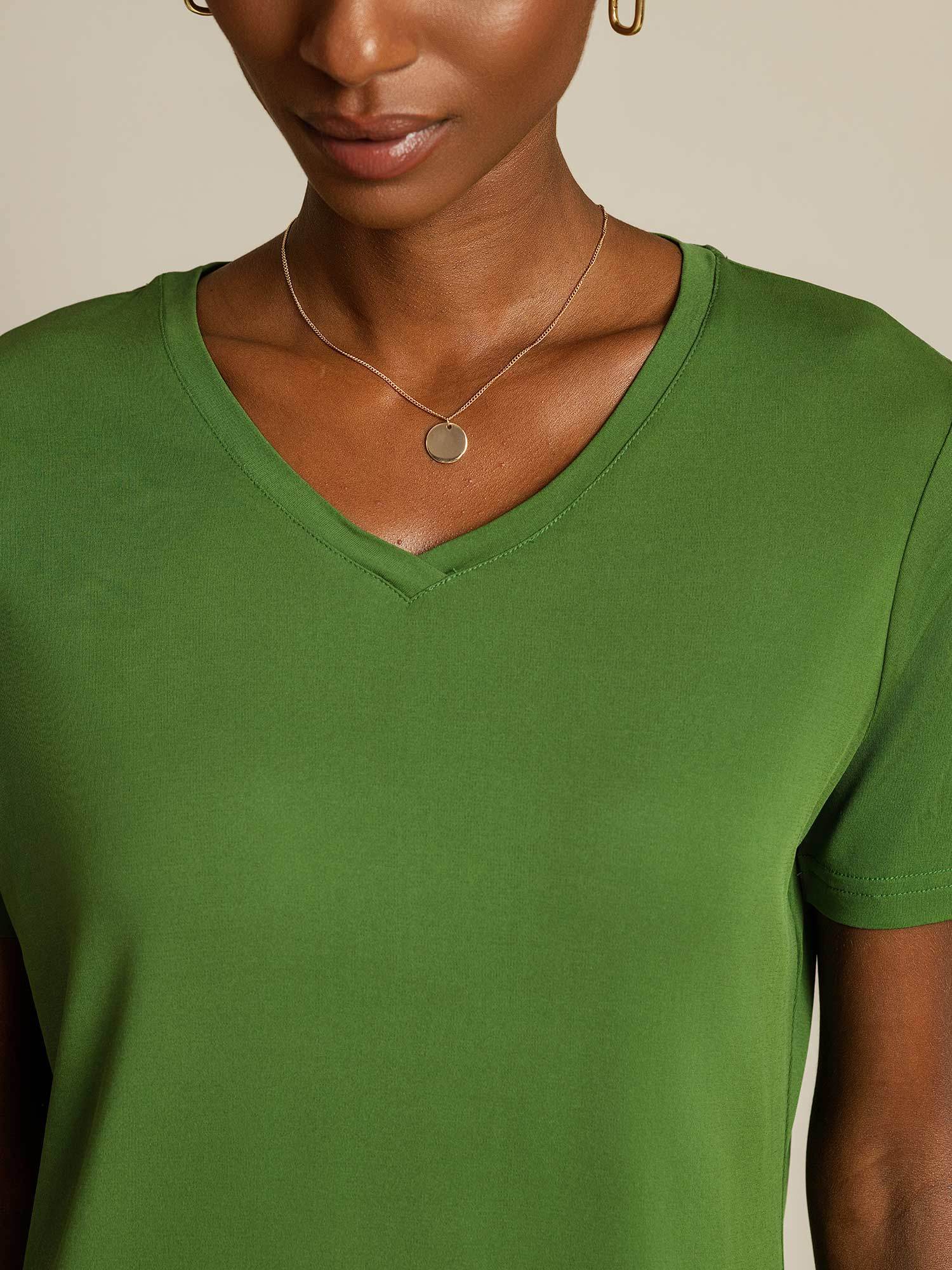Pure Silk V-Hals Korte Ærmer Snag-Resistant Kvinders T-Shirt - Image 41
