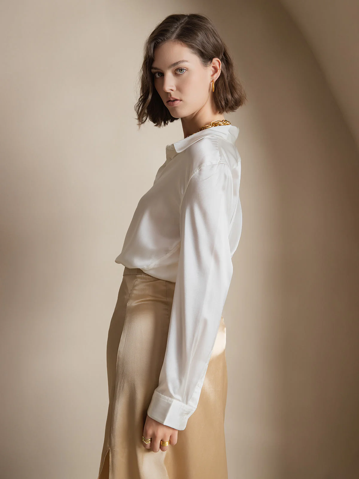 19Momme Silke Basic Militær Krave Skjorte - Image 10