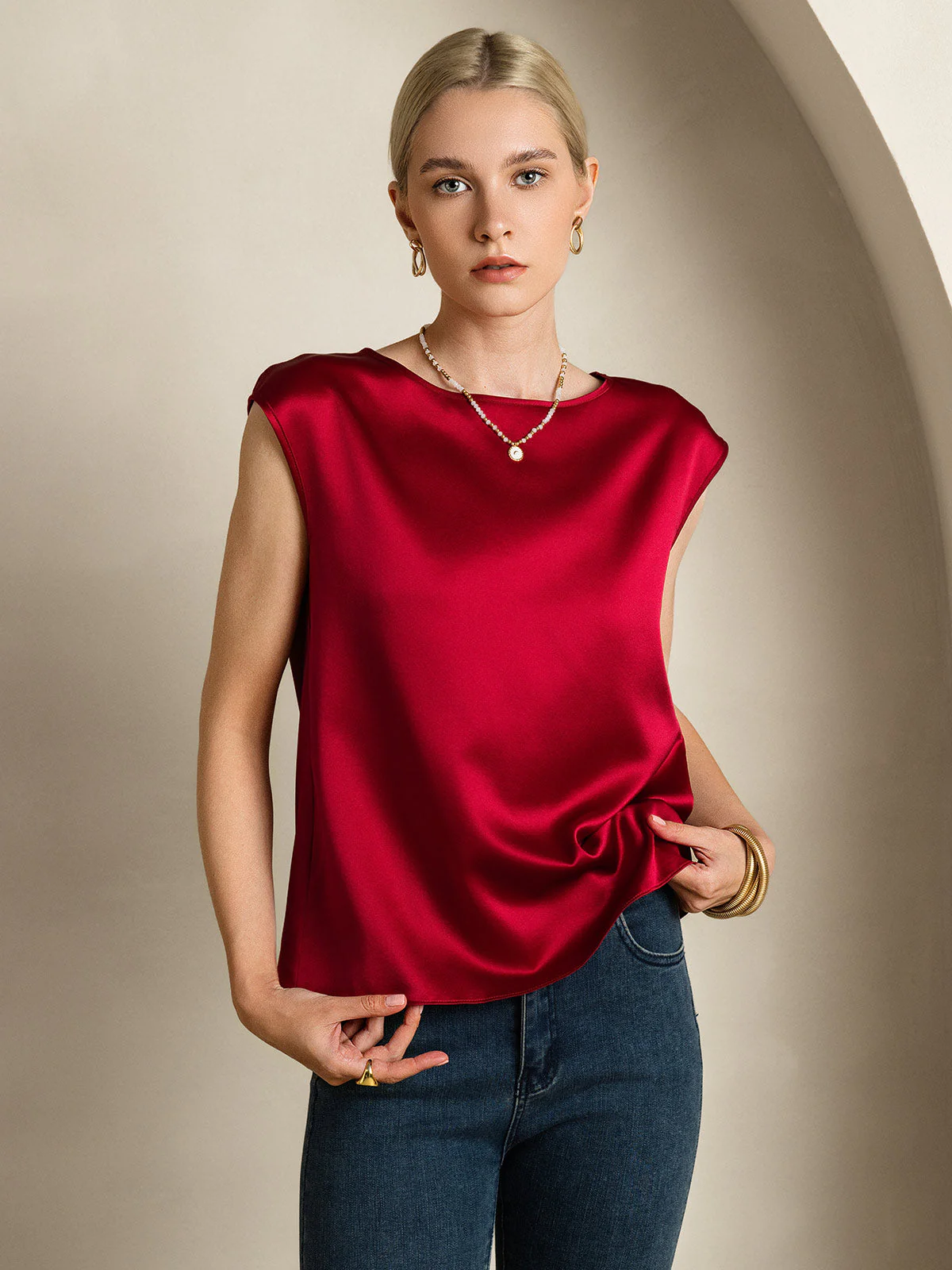 19Momme Silke Kappeærme Bluse - Image 35