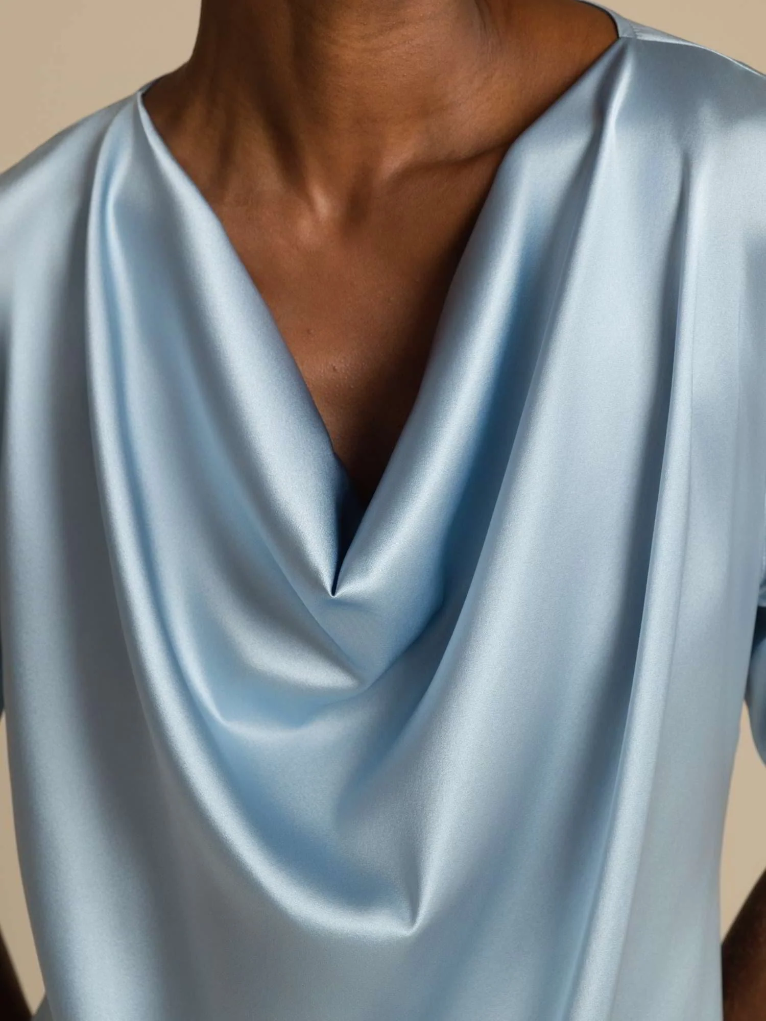 19Momme Silke afslappet cowl neck kortærmet t-shirt - Image 23