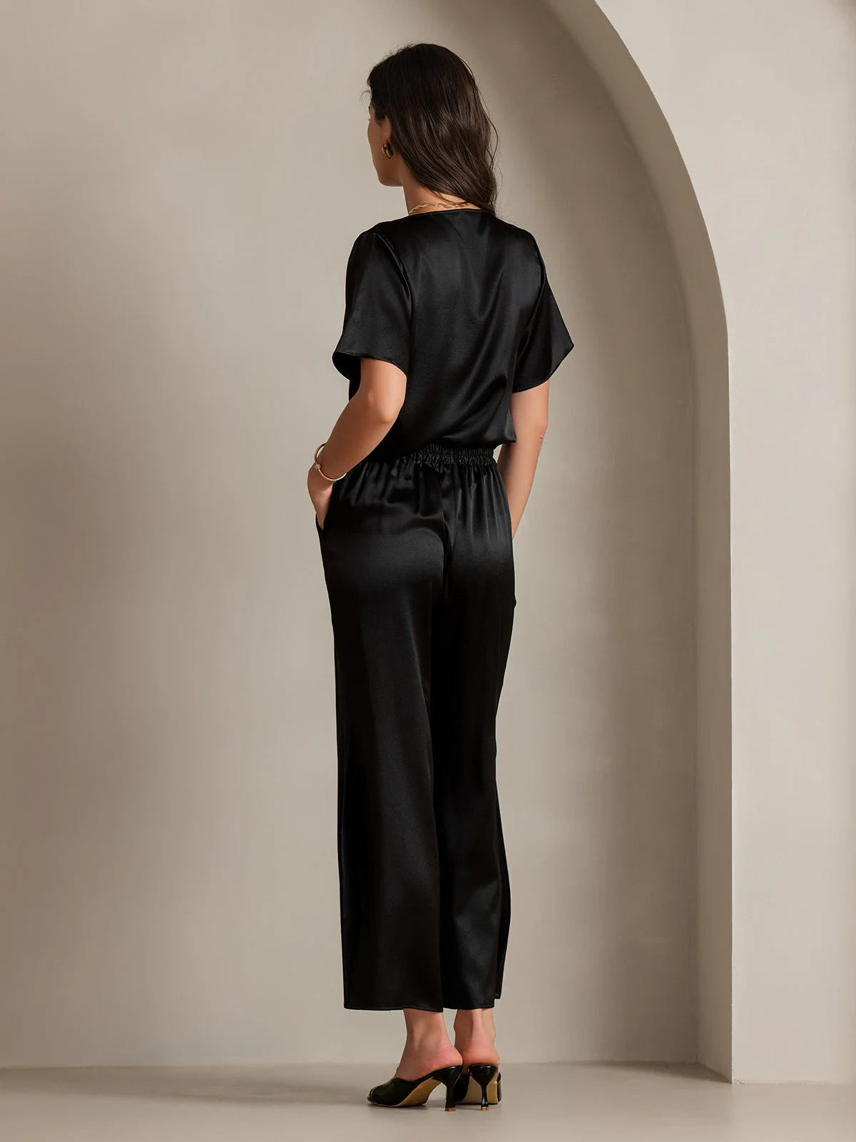 19Momme Silke afslappet cowl neck kortærmet t-shirt - Image 8