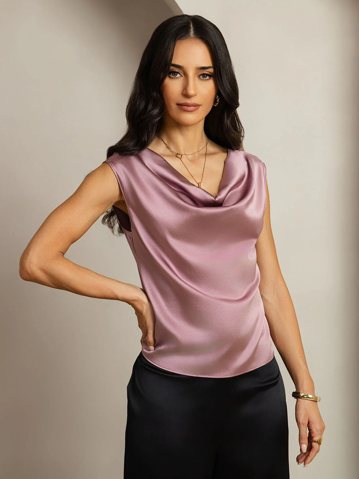 19Momme Silke Kappeærme Halskrave Tanktop/Bluse