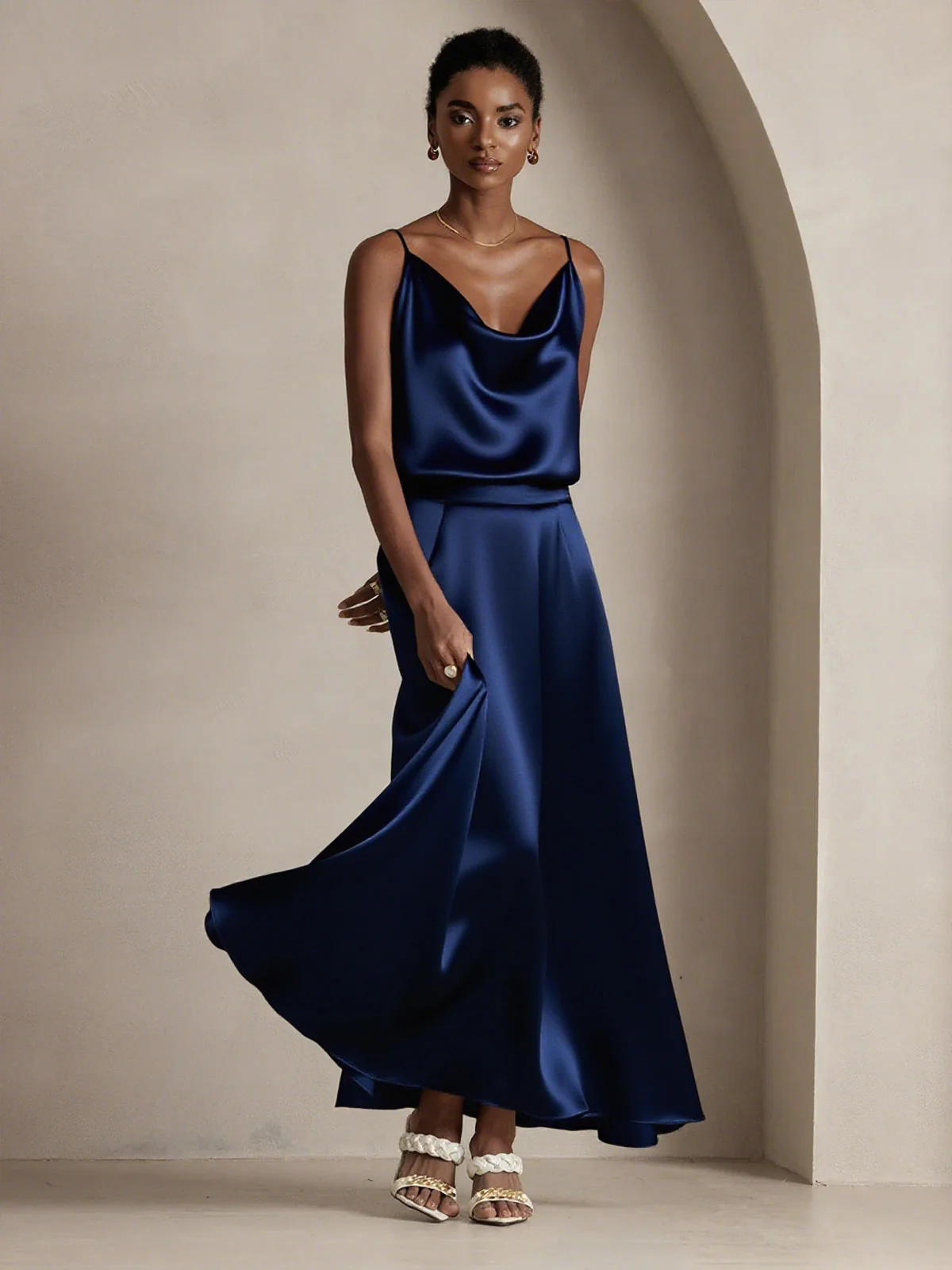 19Momme Silke A-Line Maxi Nederdel Med Foer - Image 10