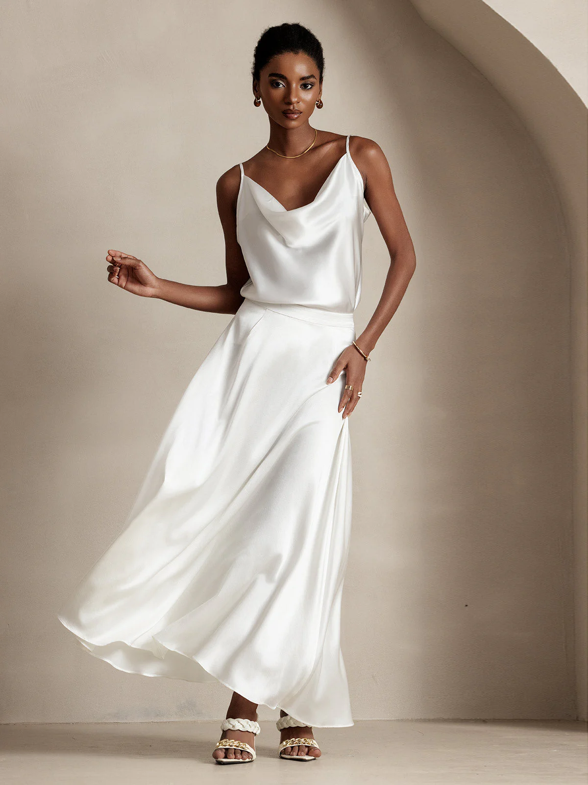 19Momme Silke A-Line Maxi Nederdel Med Foer - Image 2