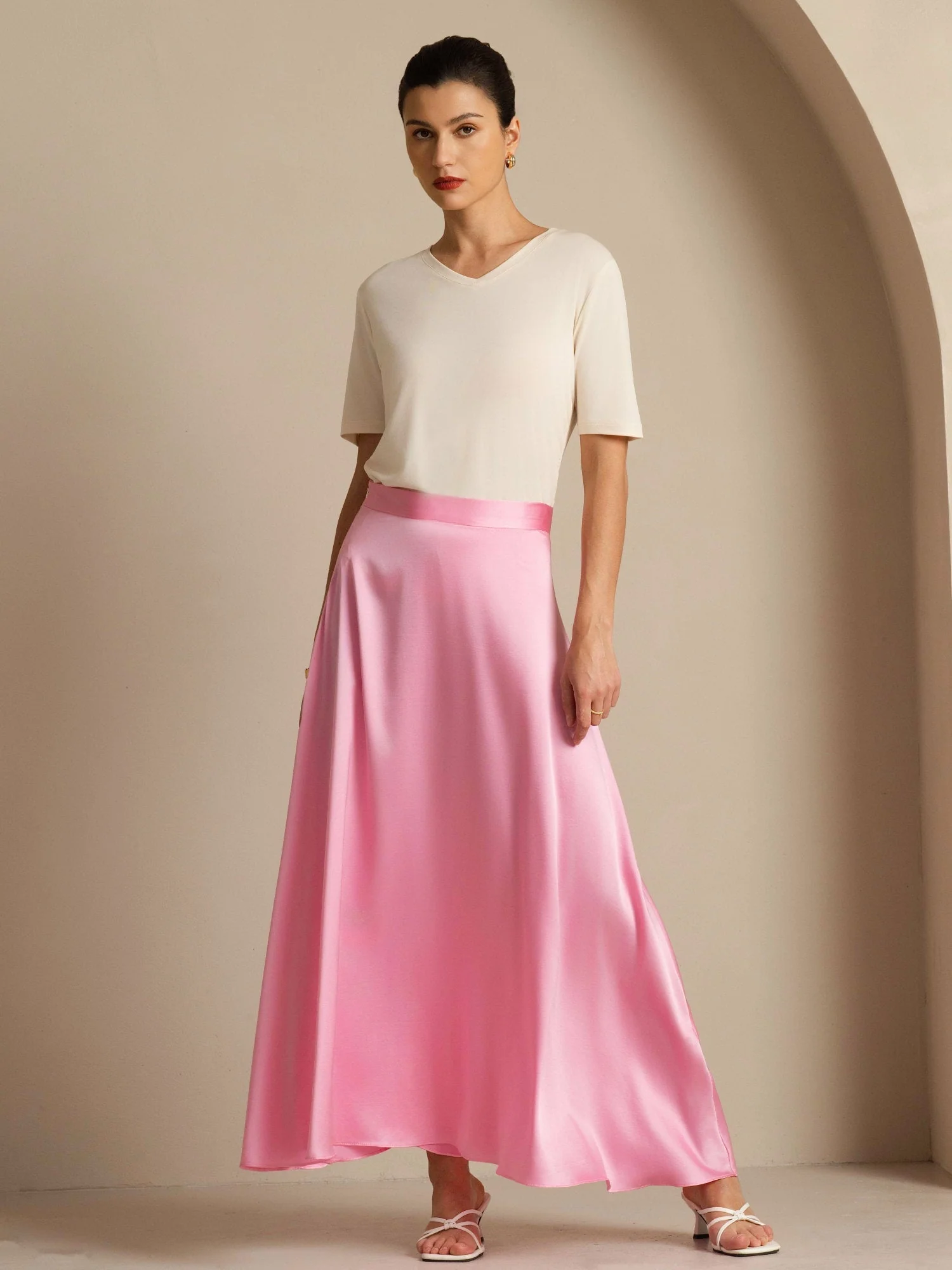19Momme Silke A-Line Maxi Nederdel Med Foer - Image 28