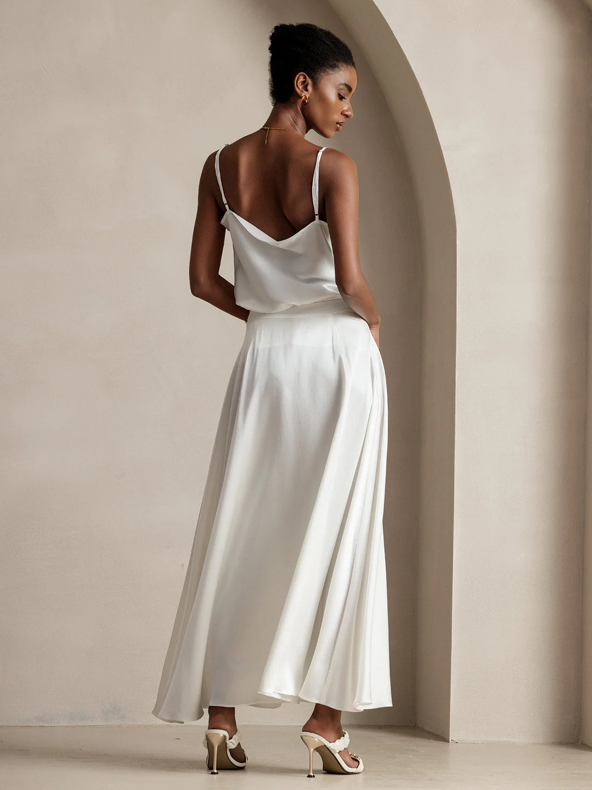 19Momme Silke A-Line Maxi Nederdel Med Foer - Image 3
