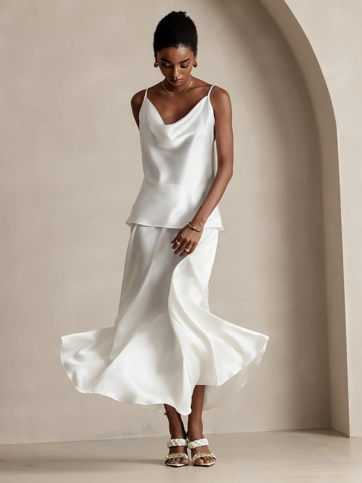 19Momme Silke A-Line Maxi Nederdel Med Foer - Image 7